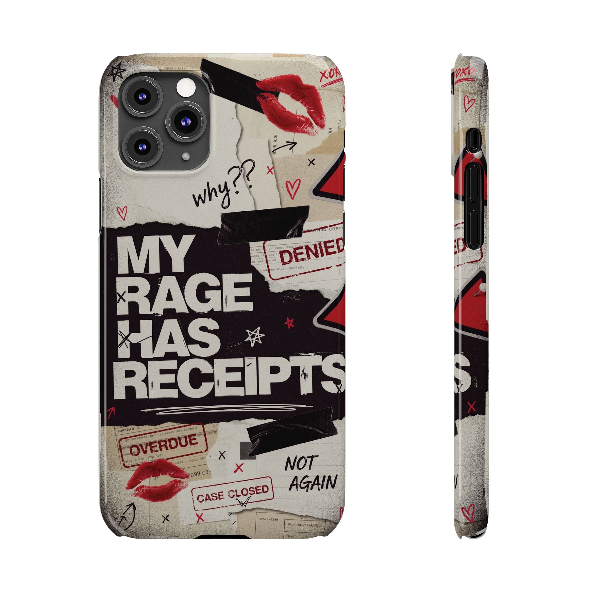 Slim Phone Case — "My Rage Has Receipts" Feminist Graphic Protective Cover