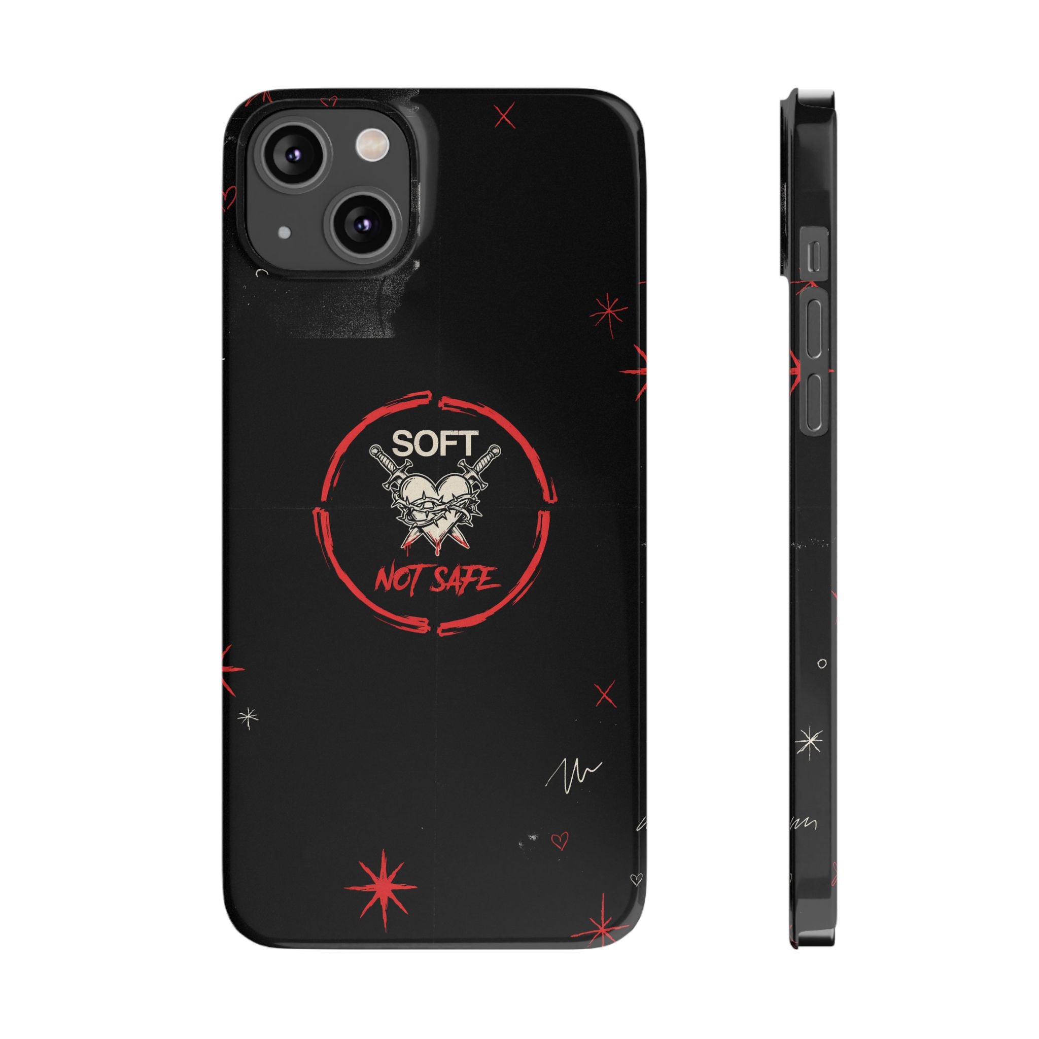 Soft Not Safe Slim Phone Case — Gothic Heart Aesthetic