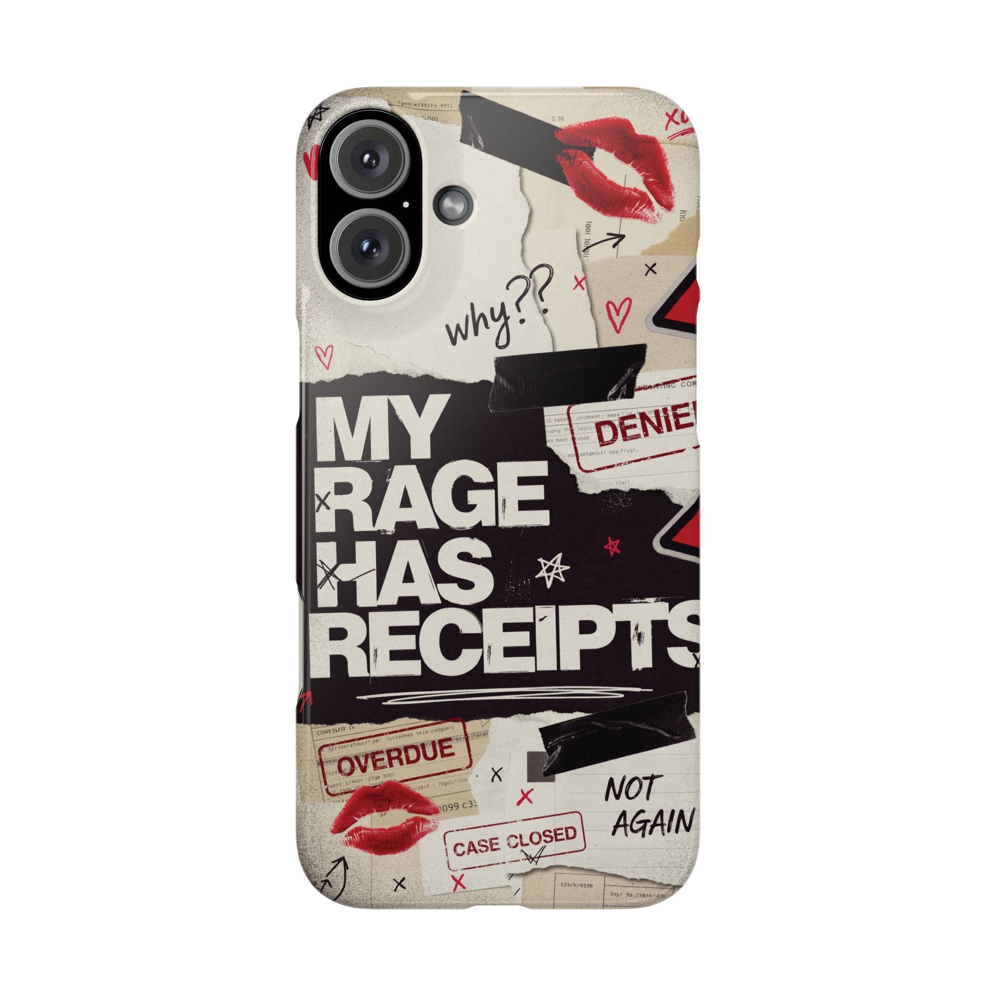 Slim Phone Case — "My Rage Has Receipts" Feminist Graphic Protective Cover