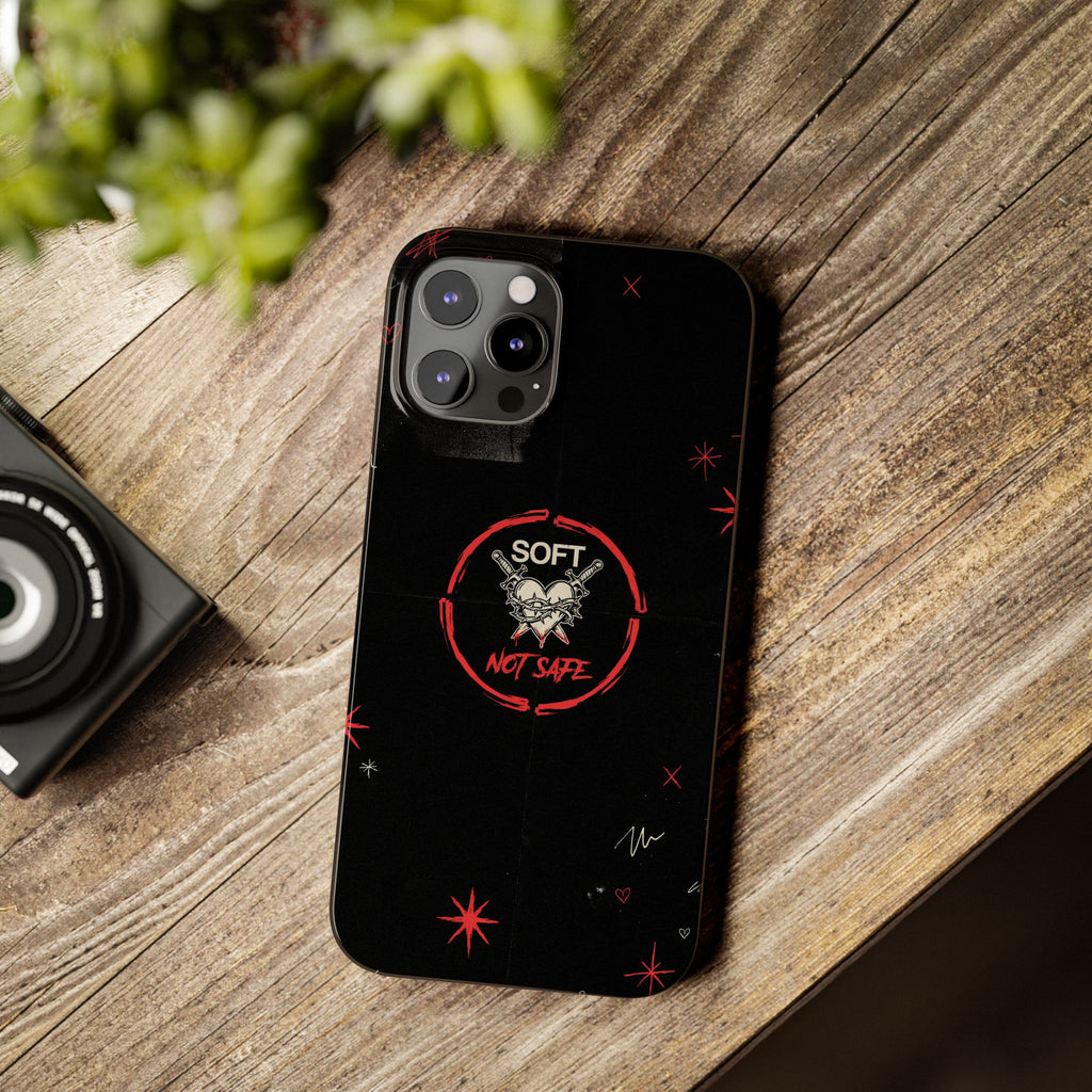 Soft Not Safe Slim Phone Case — Gothic Heart Aesthetic