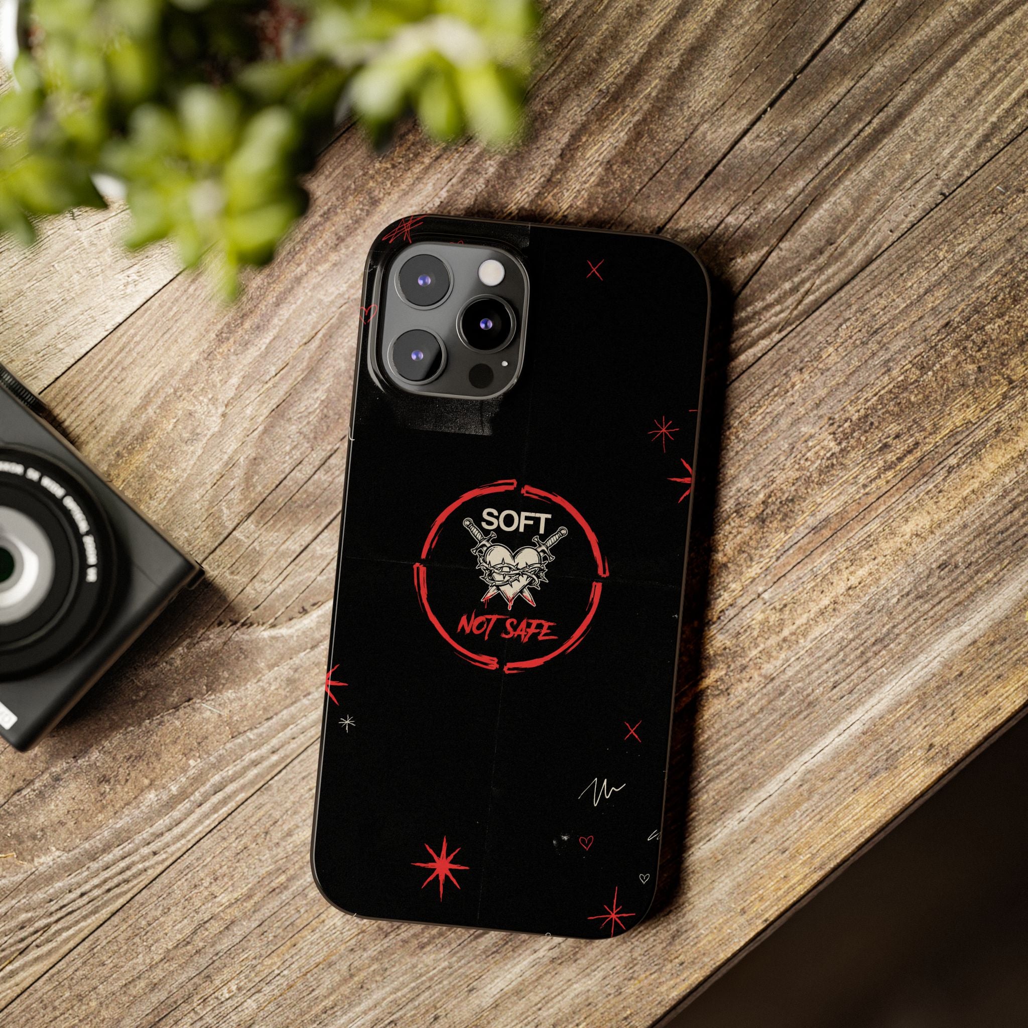 Soft Not Safe Slim Phone Case — Gothic Heart Aesthetic
