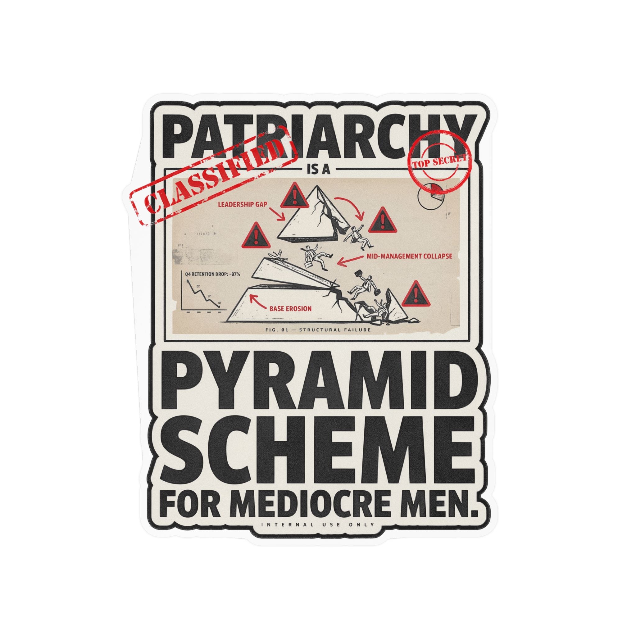 Kiss-Cut Vinyl Sticker — "Patriarchy: Pyramid Scheme for Mediocre Men" Graphic Decal