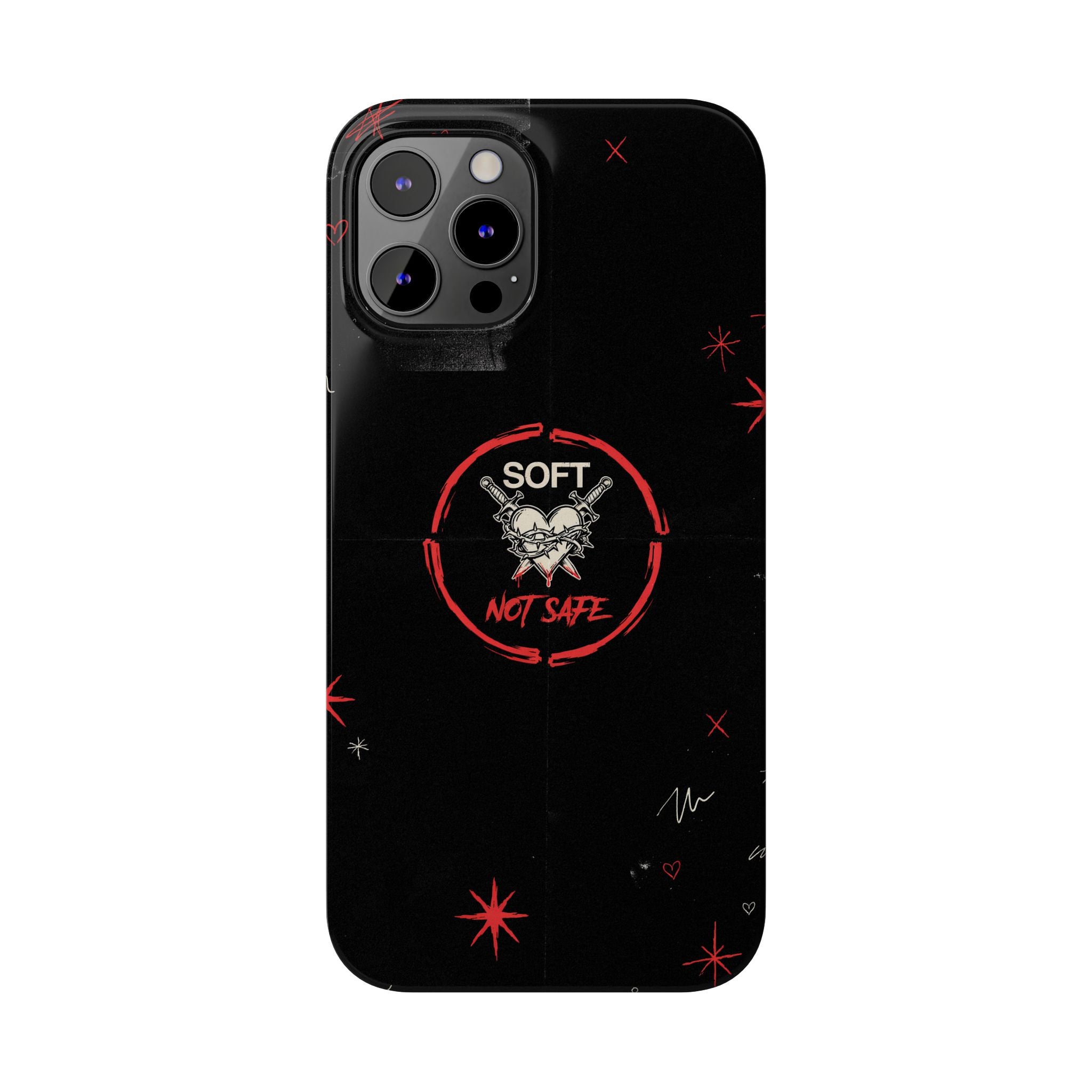 Soft Not Safe Slim Phone Case — Gothic Heart Aesthetic