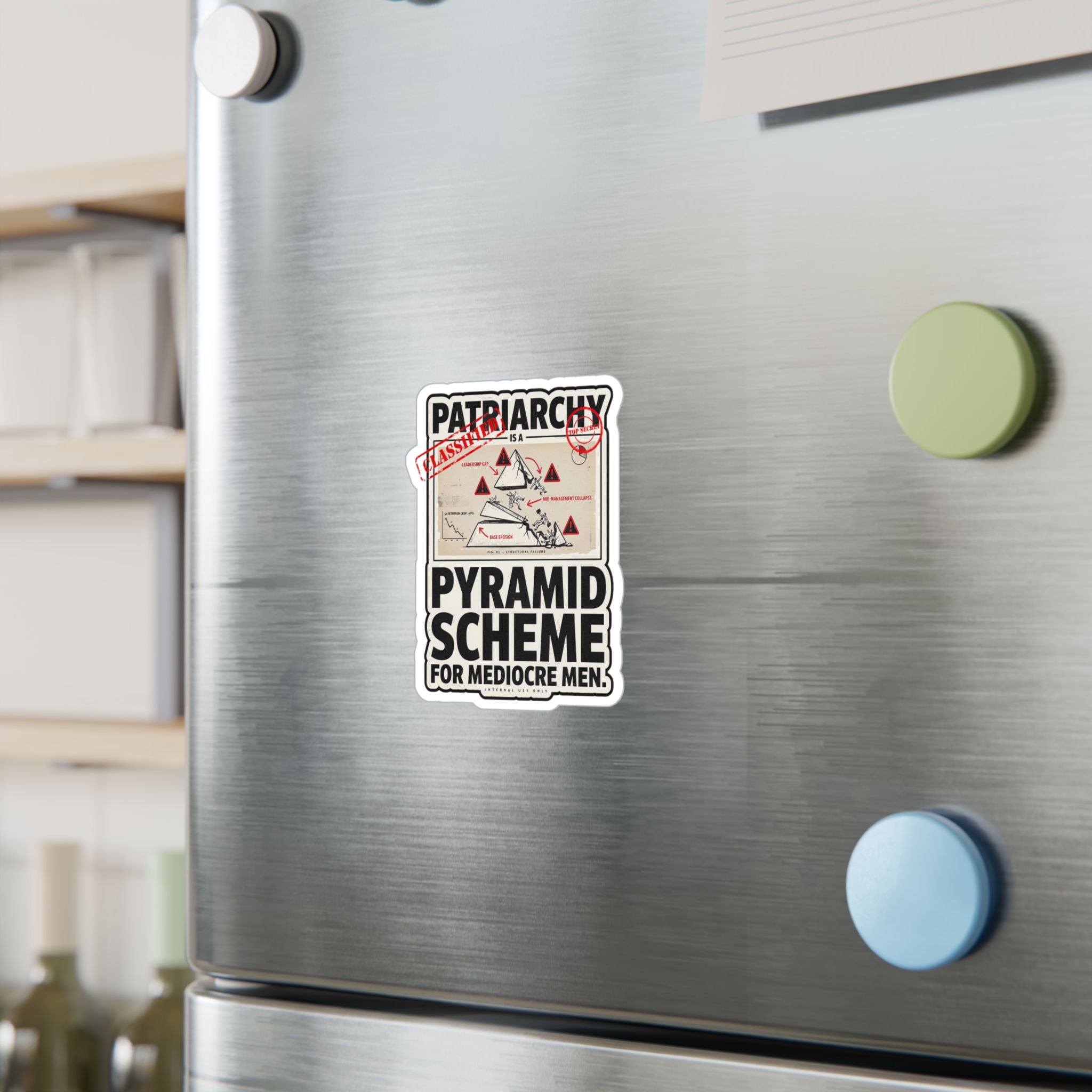 Kiss-Cut Vinyl Sticker — "Patriarchy: Pyramid Scheme for Mediocre Men" Graphic Decal