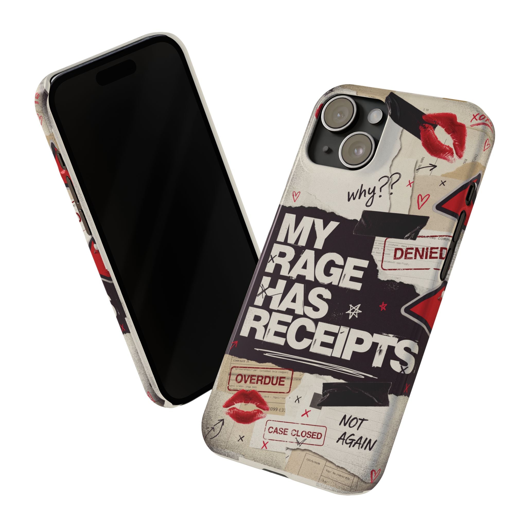 Slim Phone Case — "My Rage Has Receipts" Feminist Graphic Protective Cover