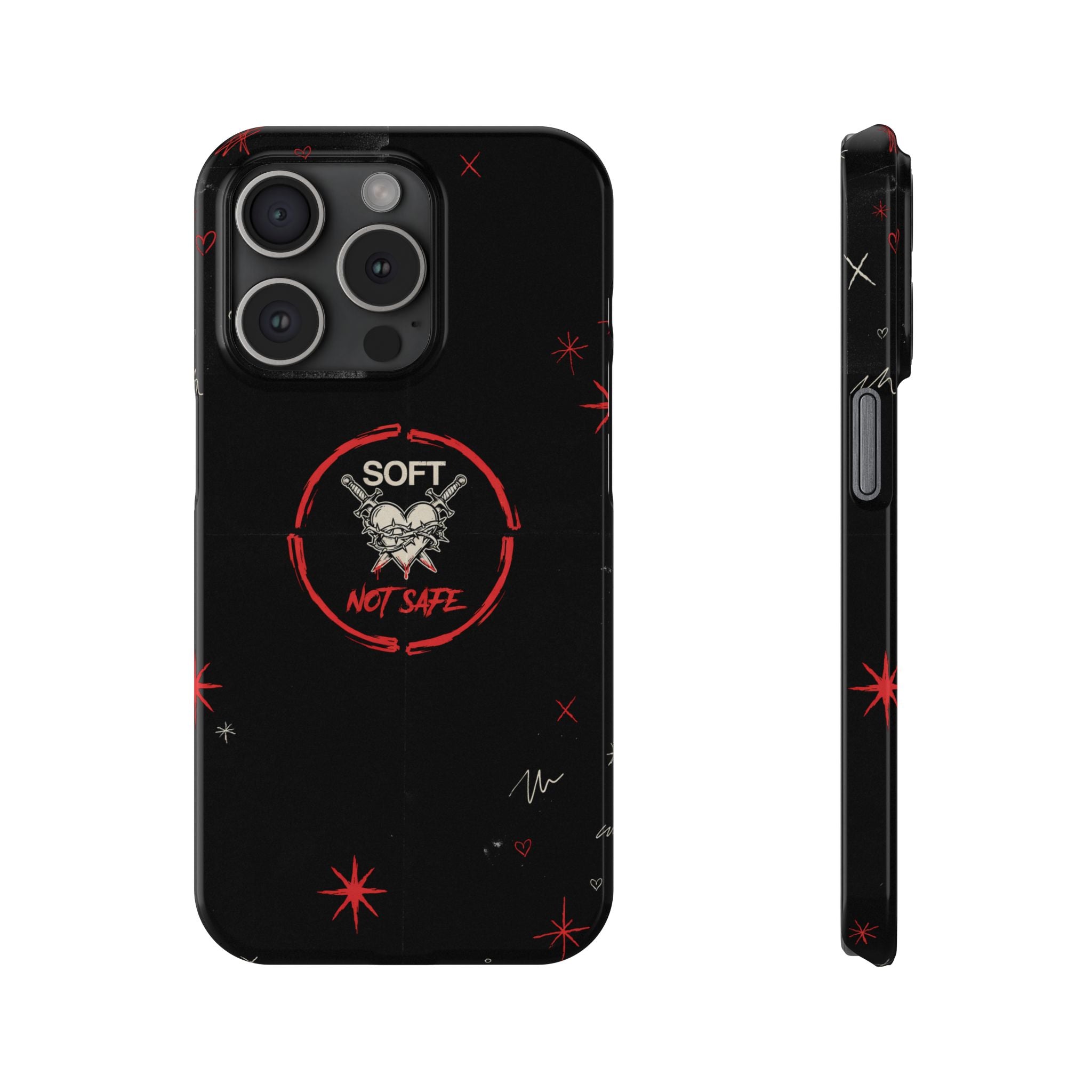 Soft Not Safe Slim Phone Case — Gothic Heart Aesthetic