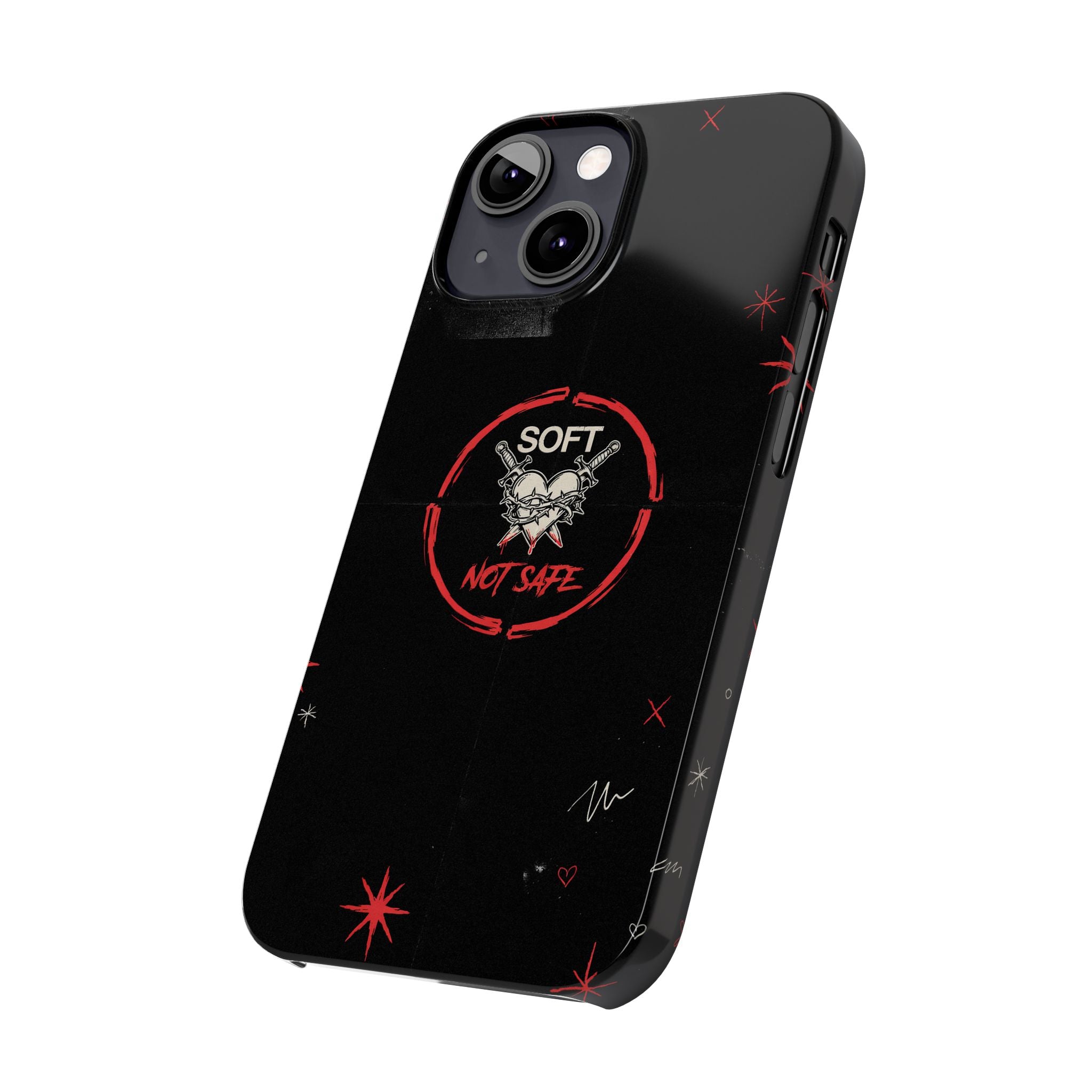 Soft Not Safe Slim Phone Case — Gothic Heart Aesthetic