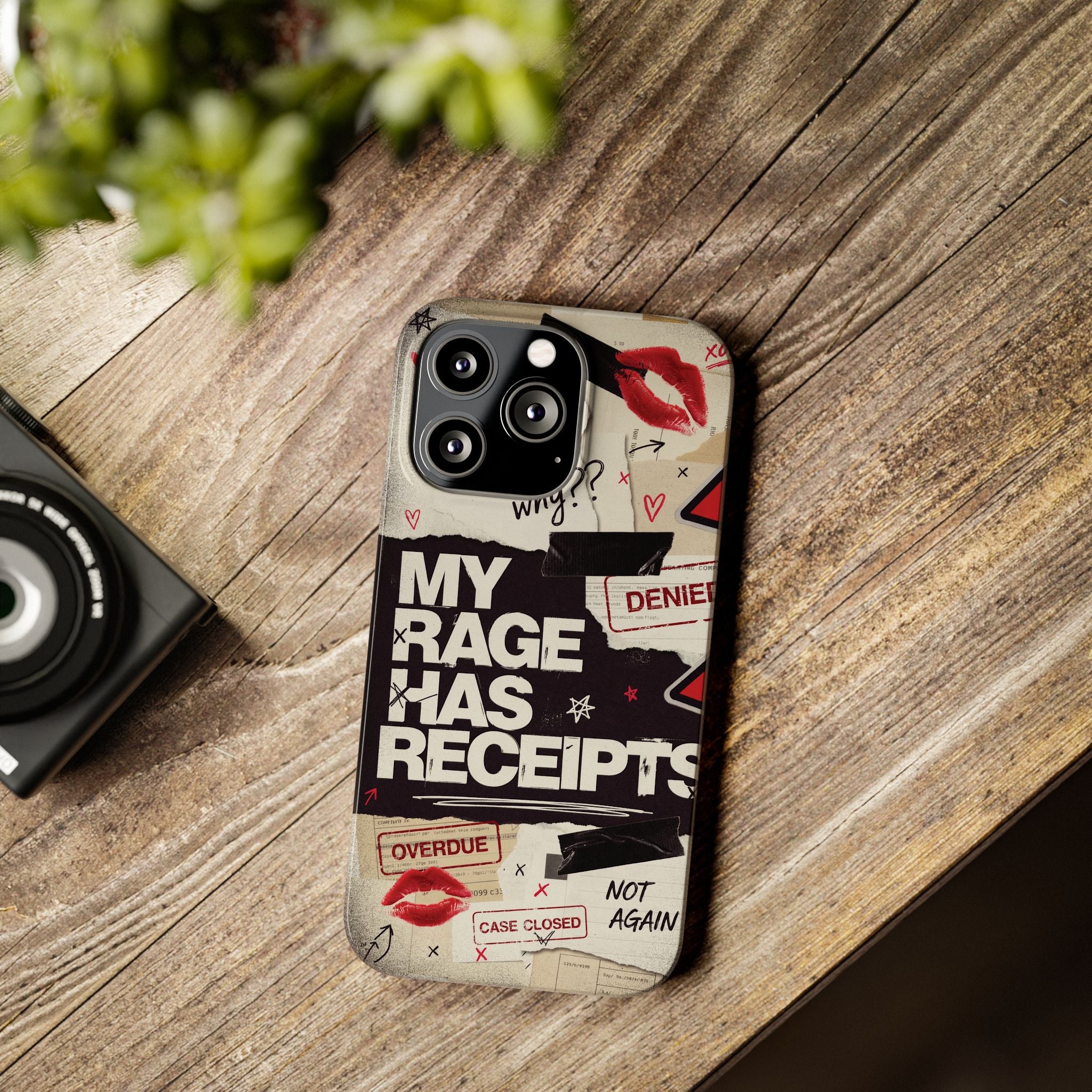 Slim Phone Case — "My Rage Has Receipts" Feminist Graphic Protective Cover