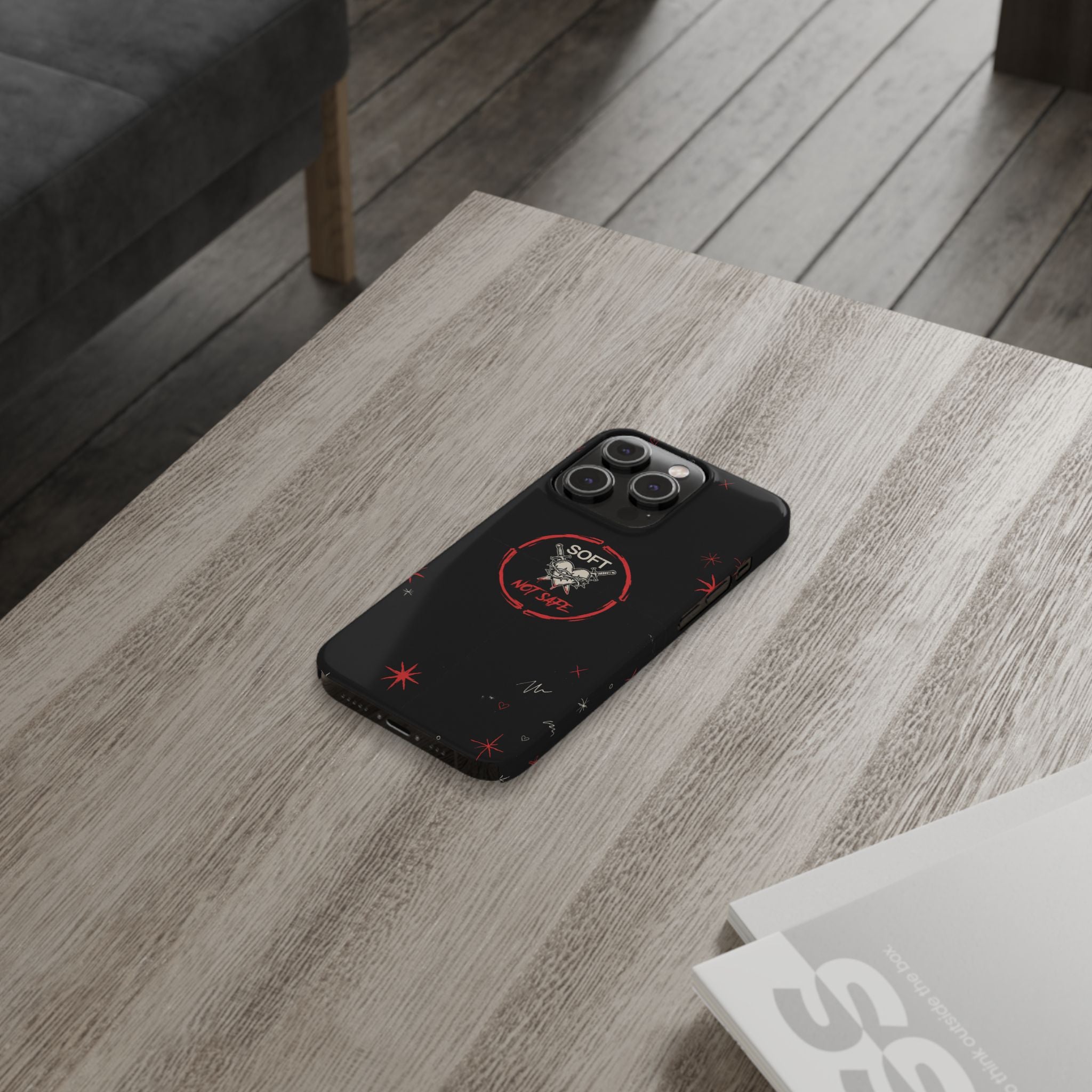 Soft Not Safe Slim Phone Case — Gothic Heart Aesthetic