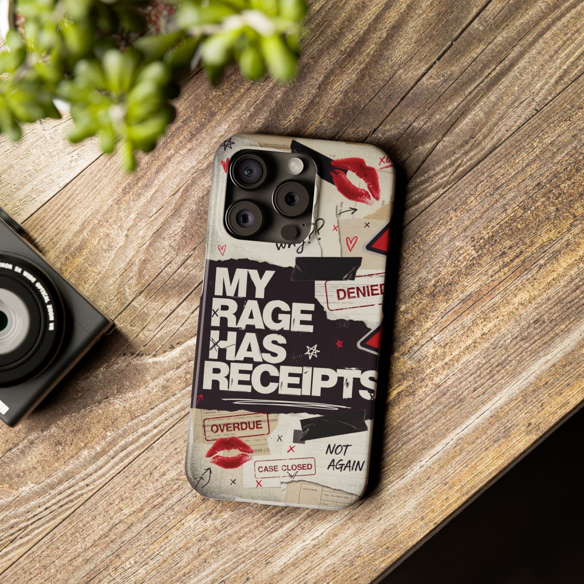 Slim Phone Case — "My Rage Has Receipts" Feminist Graphic Protective Cover