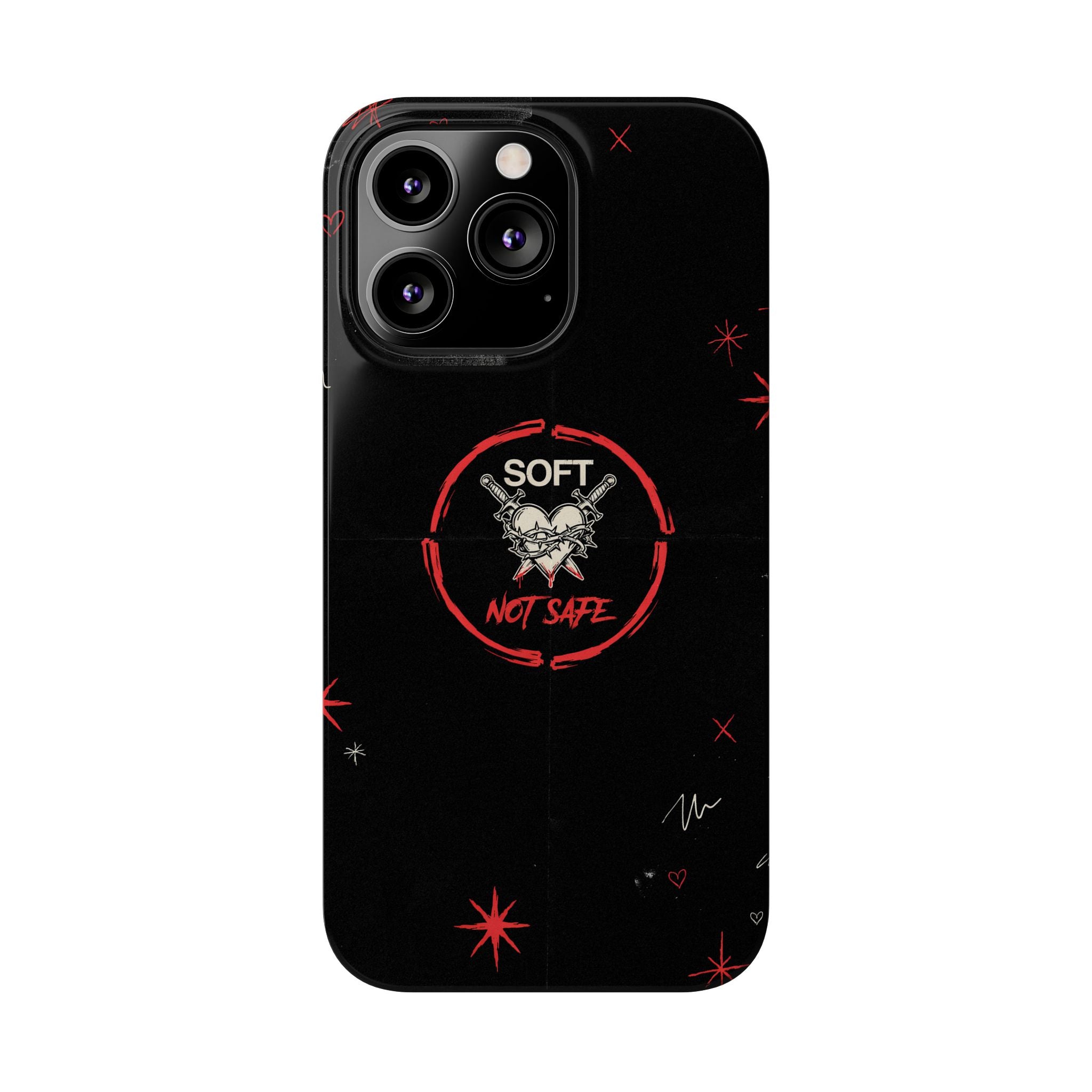 Soft Not Safe Slim Phone Case — Gothic Heart Aesthetic