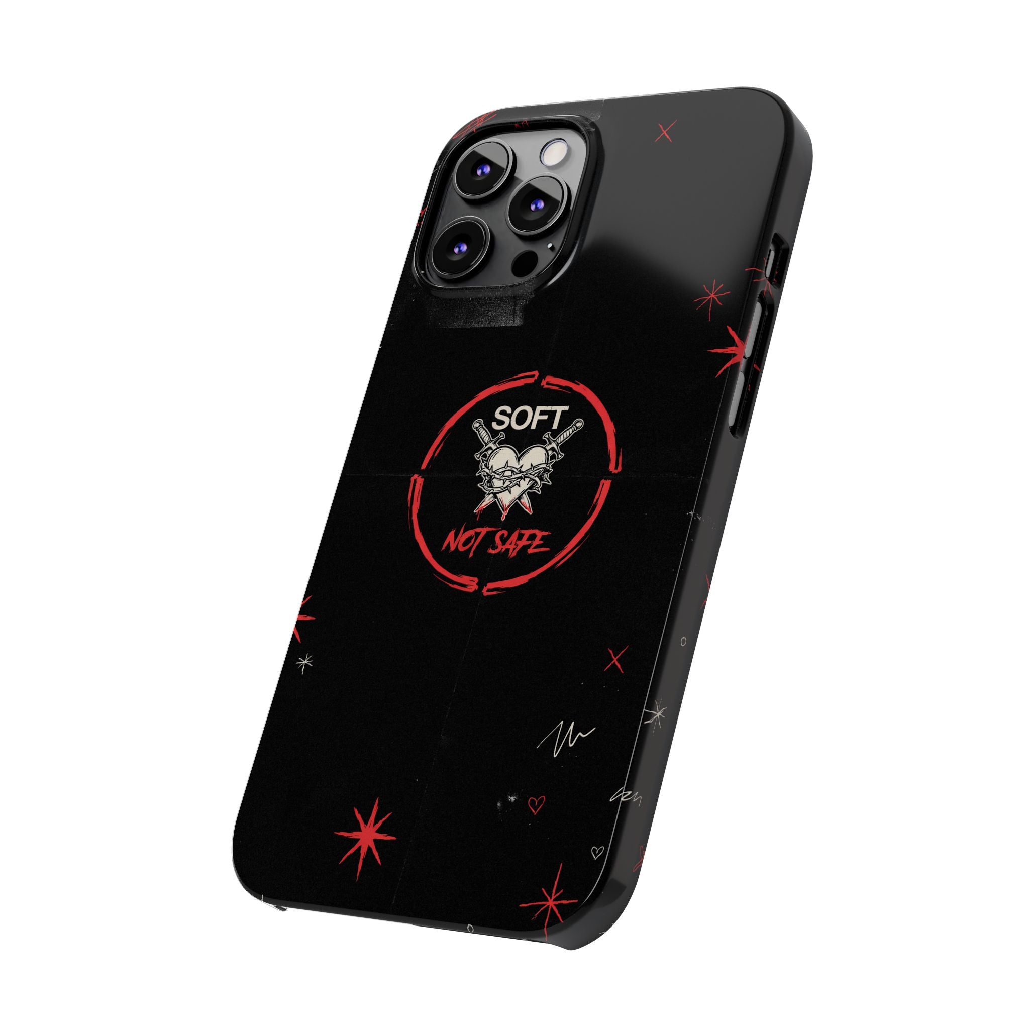 Soft Not Safe Slim Phone Case — Gothic Heart Aesthetic