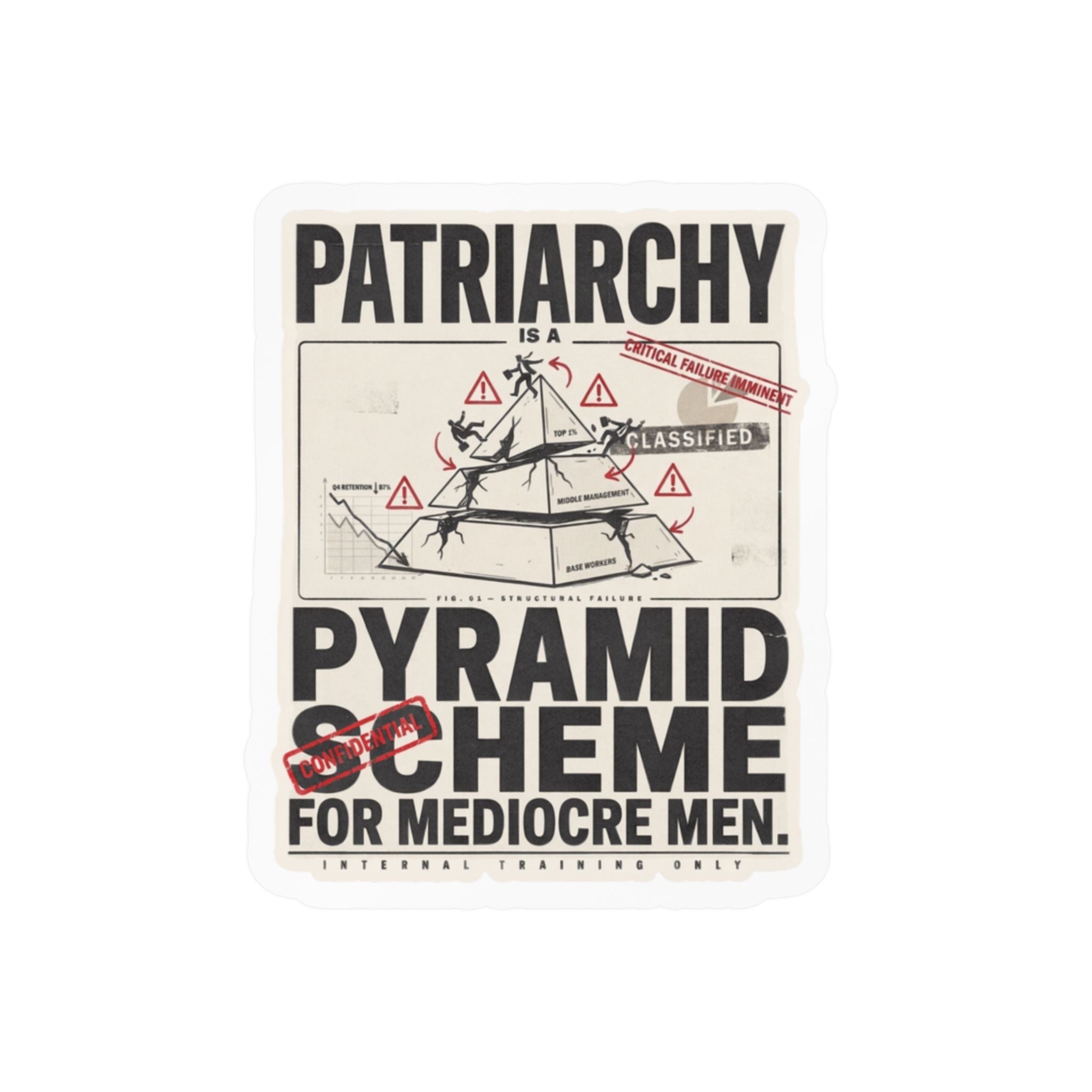 Kiss-Cut Vinyl Sticker — "Patriarchy: Pyramid Scheme for Mediocre Men" Graphic Decal