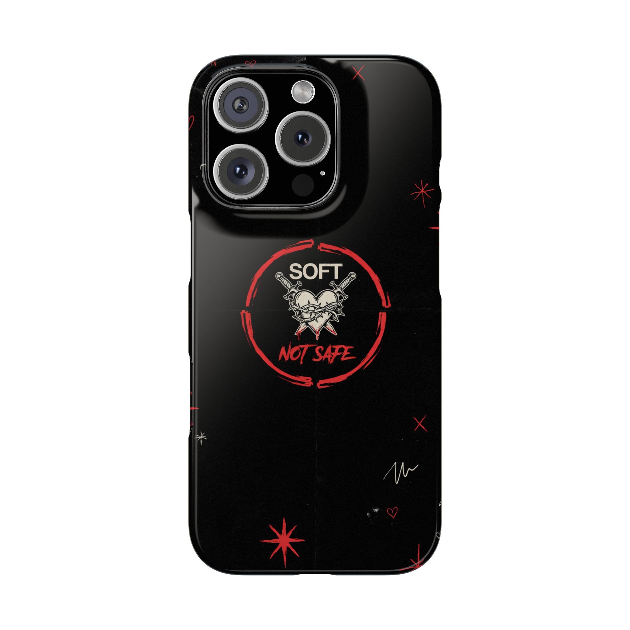 Soft Not Safe Slim Phone Case — Gothic Heart Aesthetic
