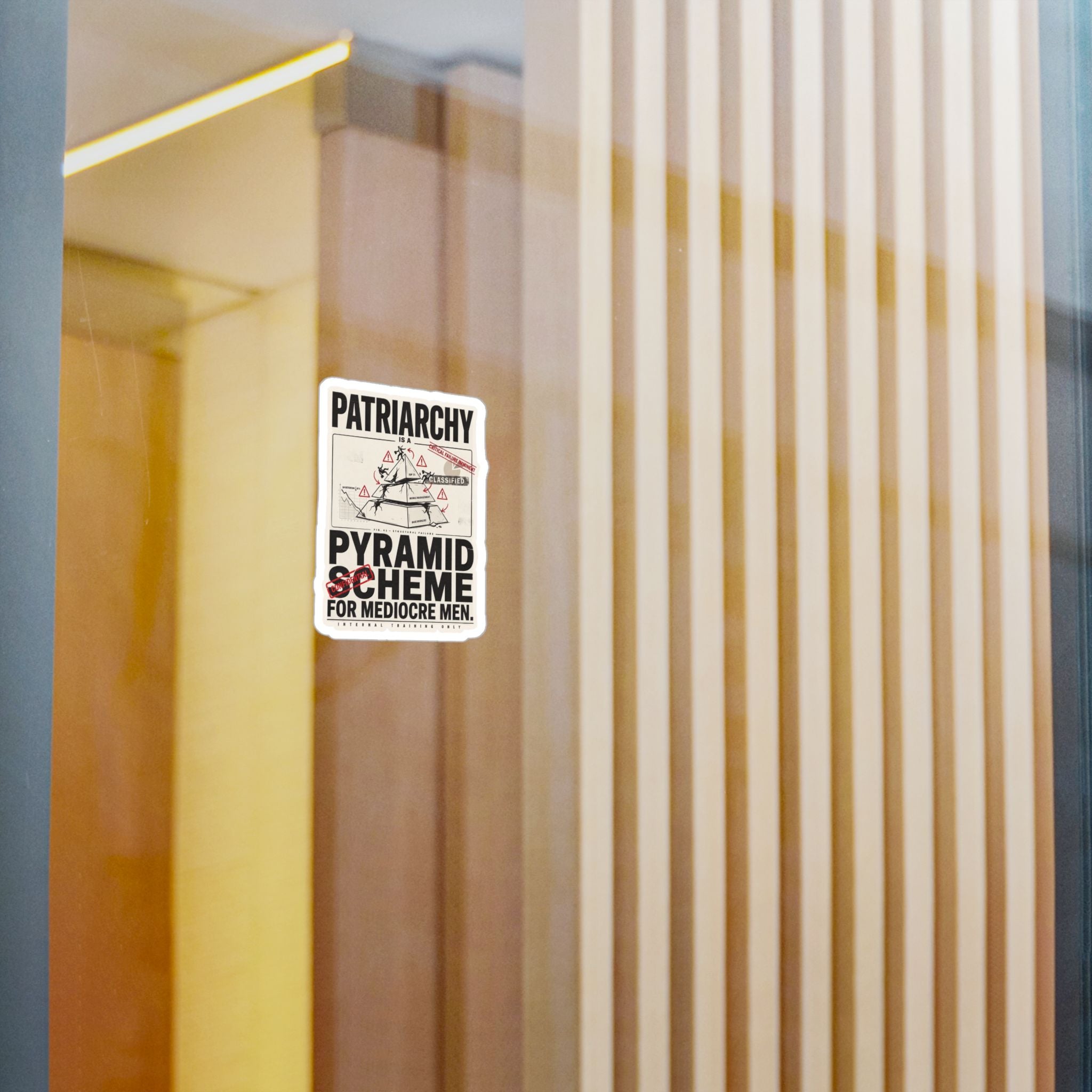 Kiss-Cut Vinyl Sticker — "Patriarchy: Pyramid Scheme for Mediocre Men" Graphic Decal