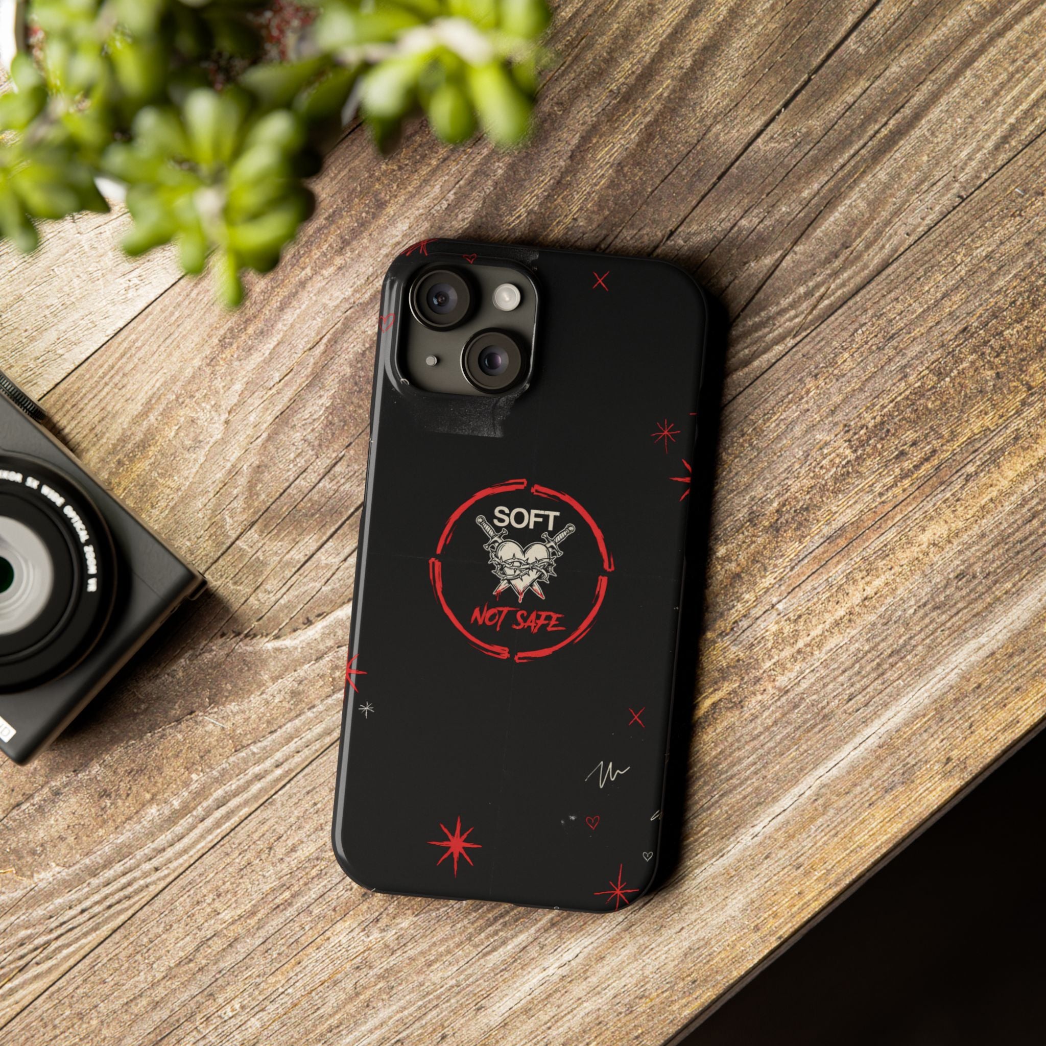 Soft Not Safe Slim Phone Case — Gothic Heart Aesthetic