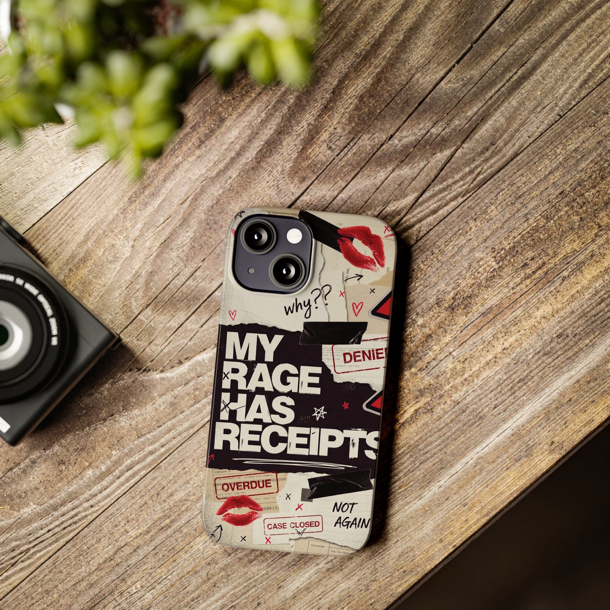 Slim Phone Case — "My Rage Has Receipts" Feminist Graphic Protective Cover
