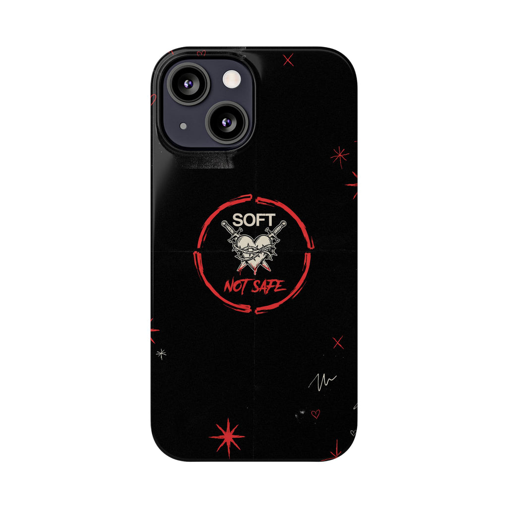 Soft Not Safe Slim Phone Case — Gothic Heart Aesthetic