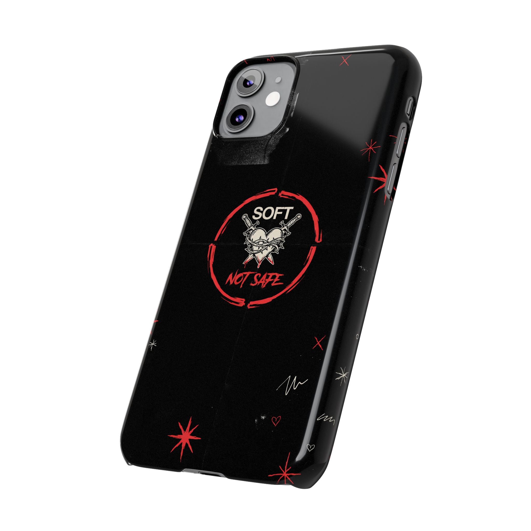 Soft Not Safe Slim Phone Case — Gothic Heart Aesthetic