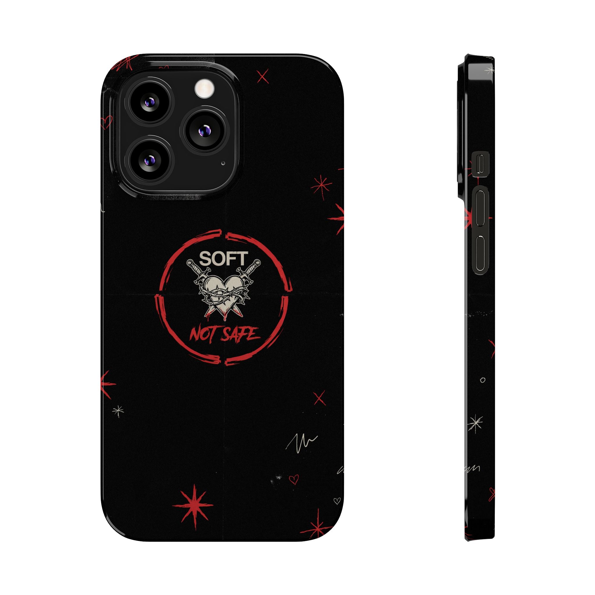 Soft Not Safe Slim Phone Case — Gothic Heart Aesthetic