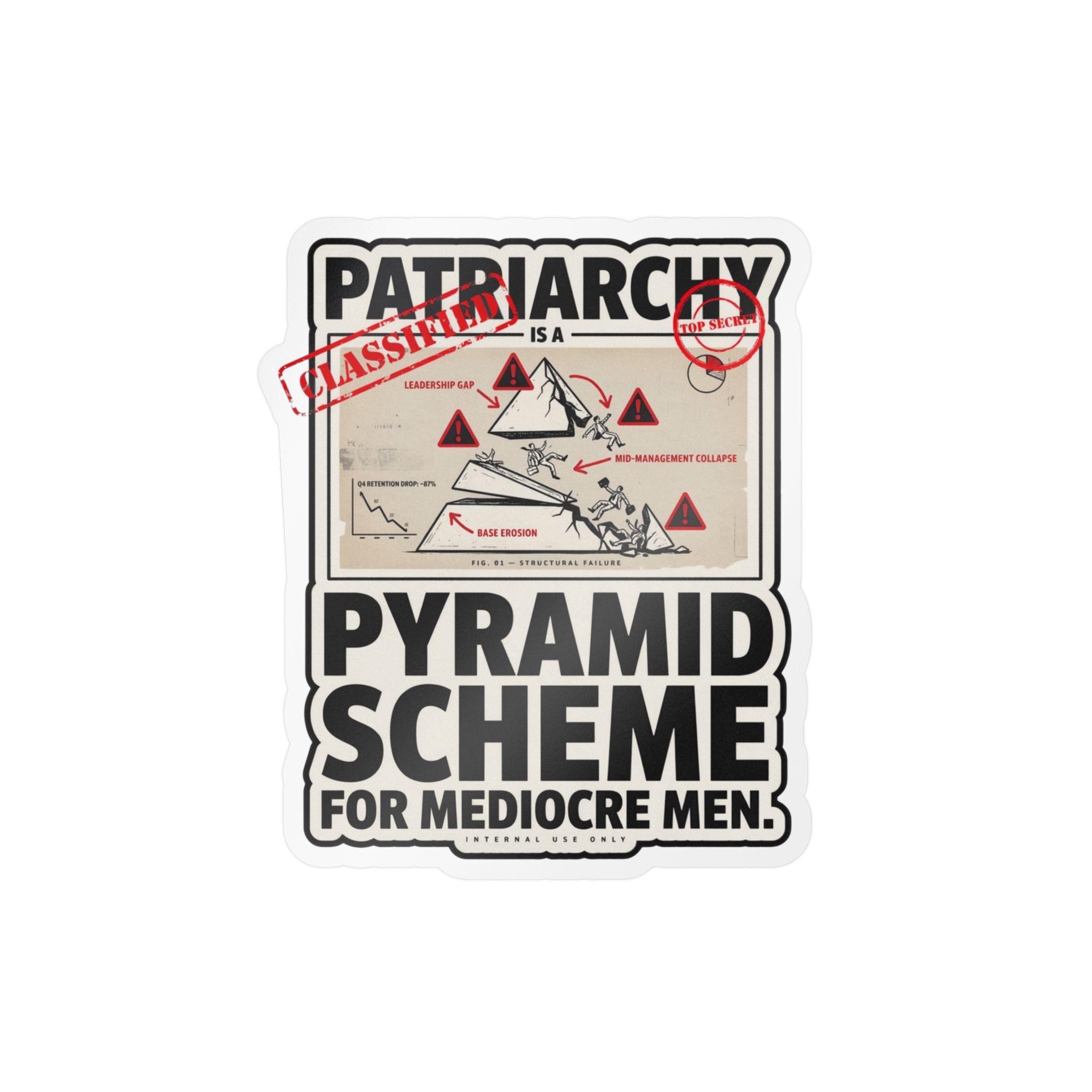 Kiss-Cut Vinyl Sticker — "Patriarchy: Pyramid Scheme for Mediocre Men" Graphic Decal