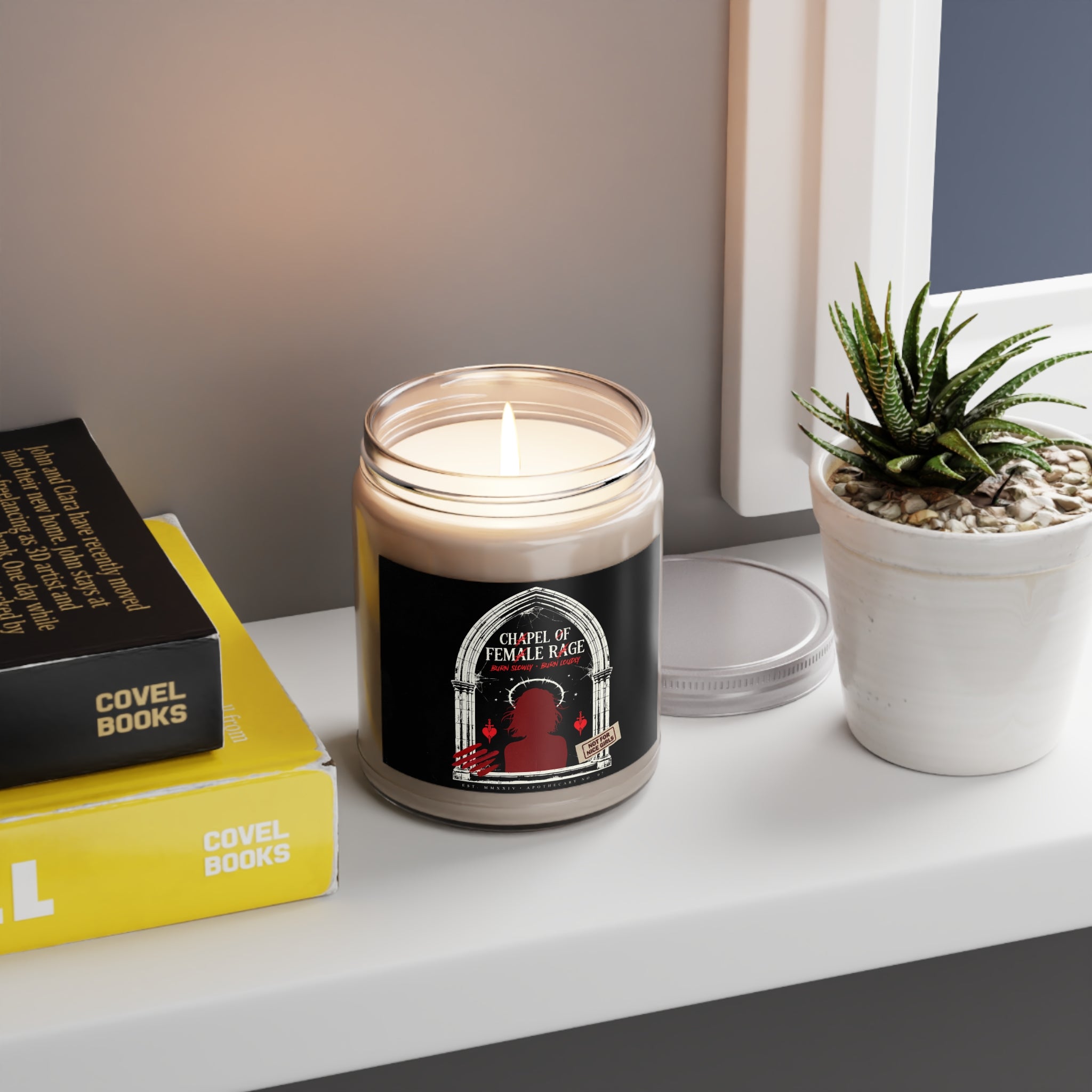 Chapel of Female Rage Scented Soy Candle — 9oz White Lid (Feminist Aromatic Gift)