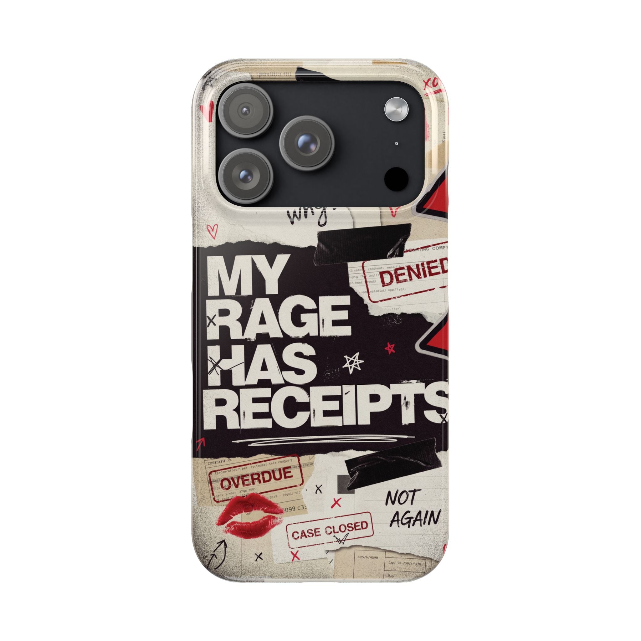 Slim Phone Case — "My Rage Has Receipts" Feminist Graphic Protective Cover