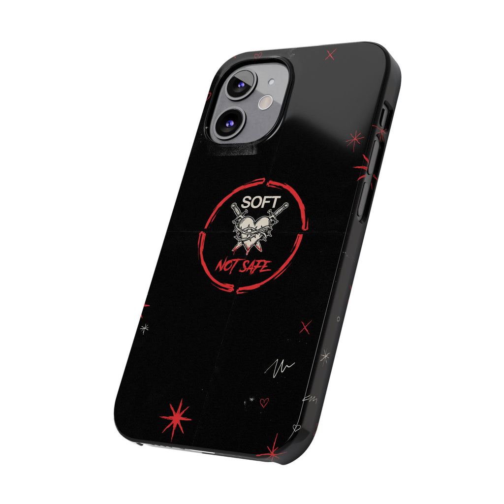 Soft Not Safe Slim Phone Case — Gothic Heart Aesthetic