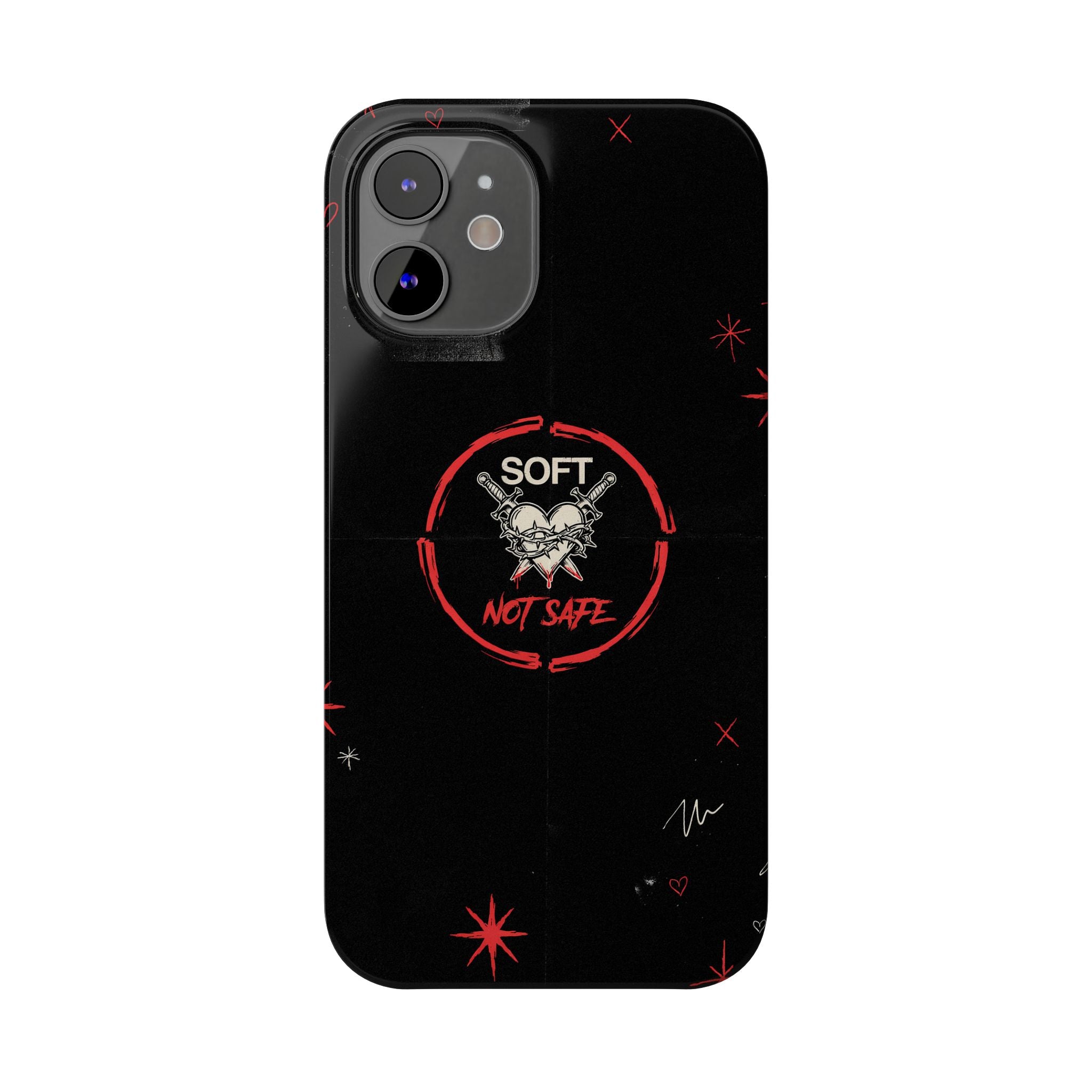 Soft Not Safe Slim Phone Case — Gothic Heart Aesthetic