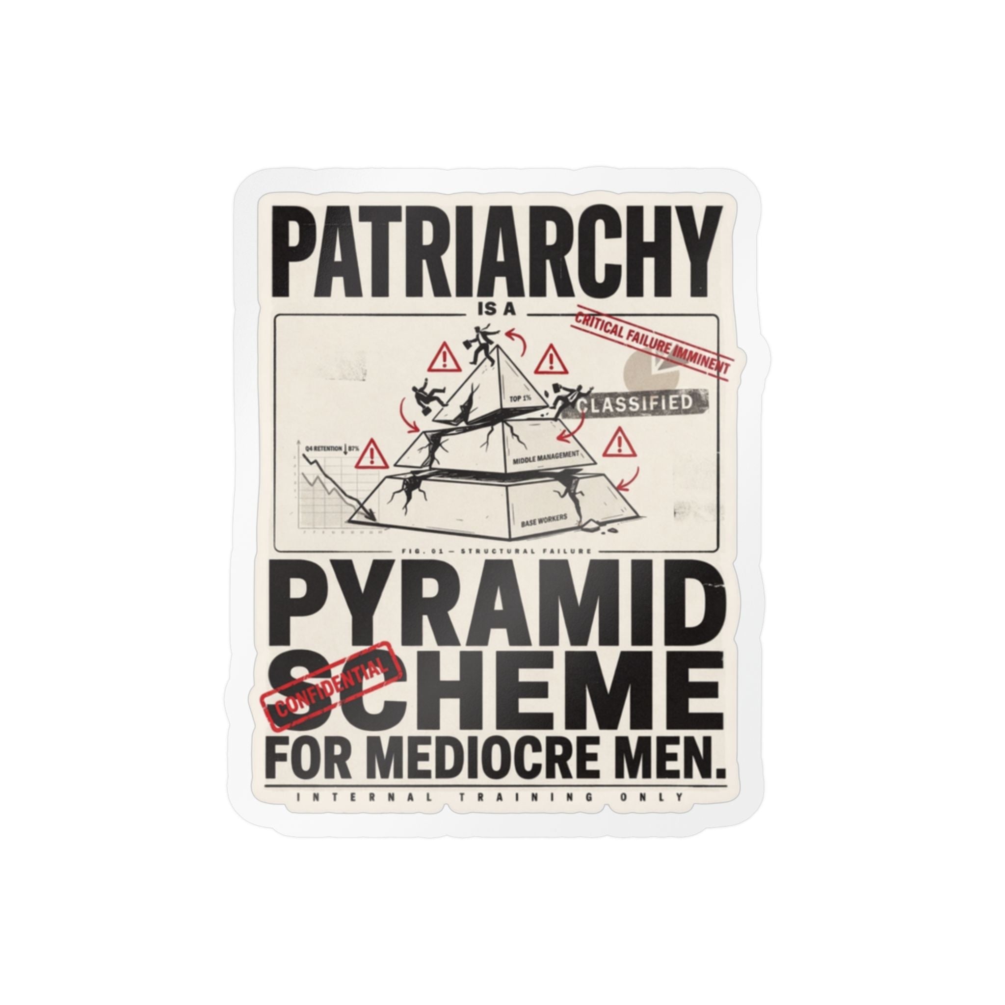 Kiss-Cut Vinyl Sticker — "Patriarchy: Pyramid Scheme for Mediocre Men" Graphic Decal