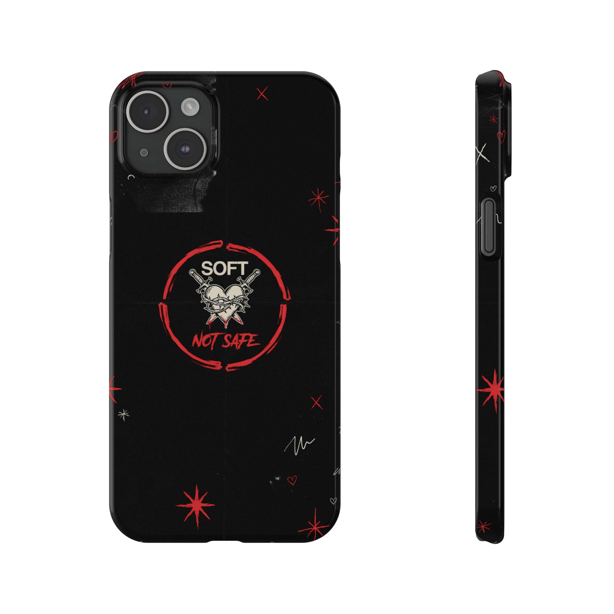 Soft Not Safe Slim Phone Case — Gothic Heart Aesthetic