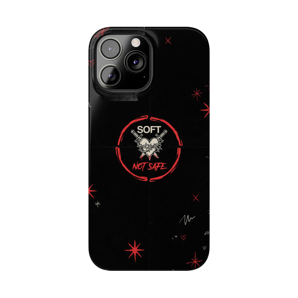 Soft Not Safe Slim Phone Case — Gothic Heart Aesthetic