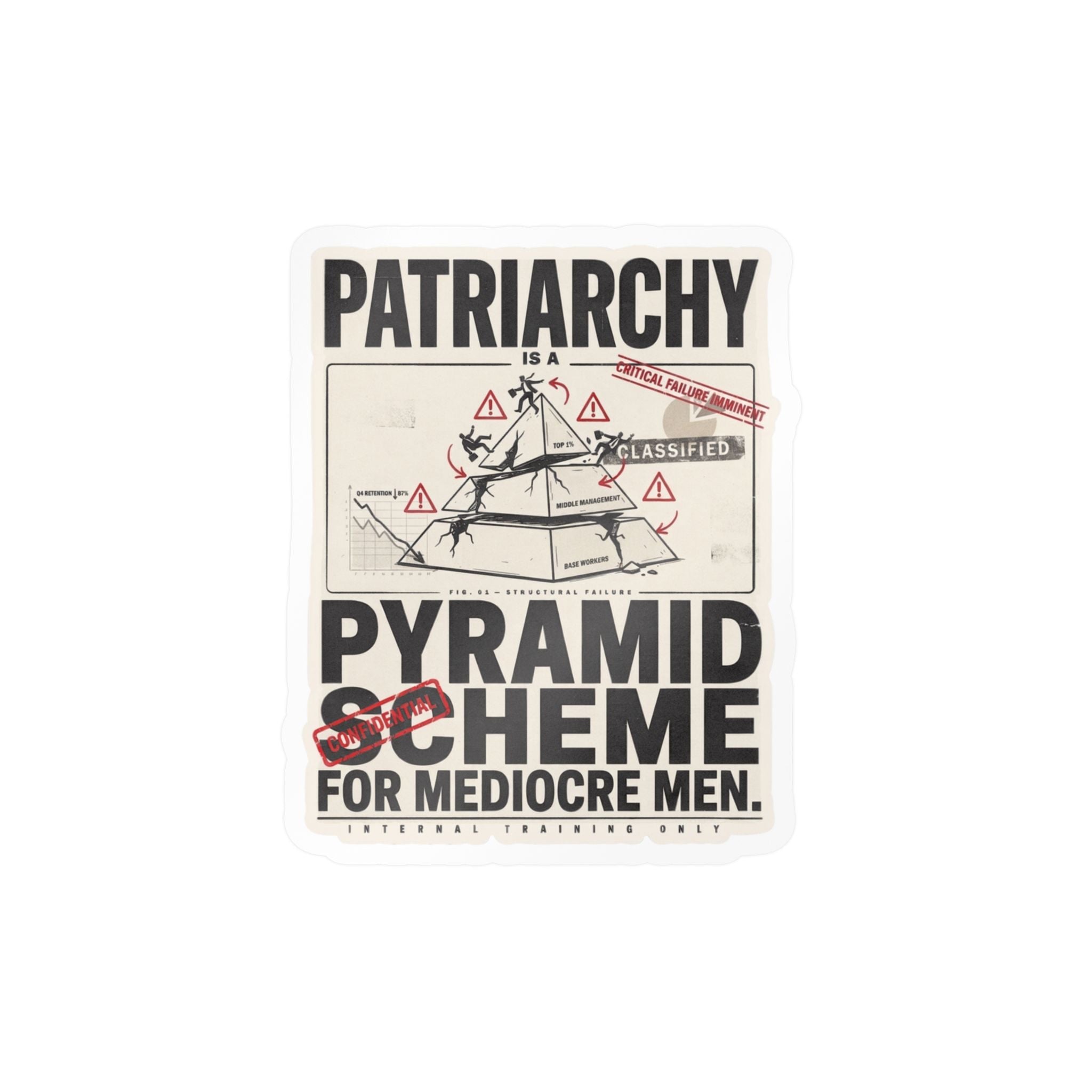 Kiss-Cut Vinyl Sticker — "Patriarchy: Pyramid Scheme for Mediocre Men" Graphic Decal