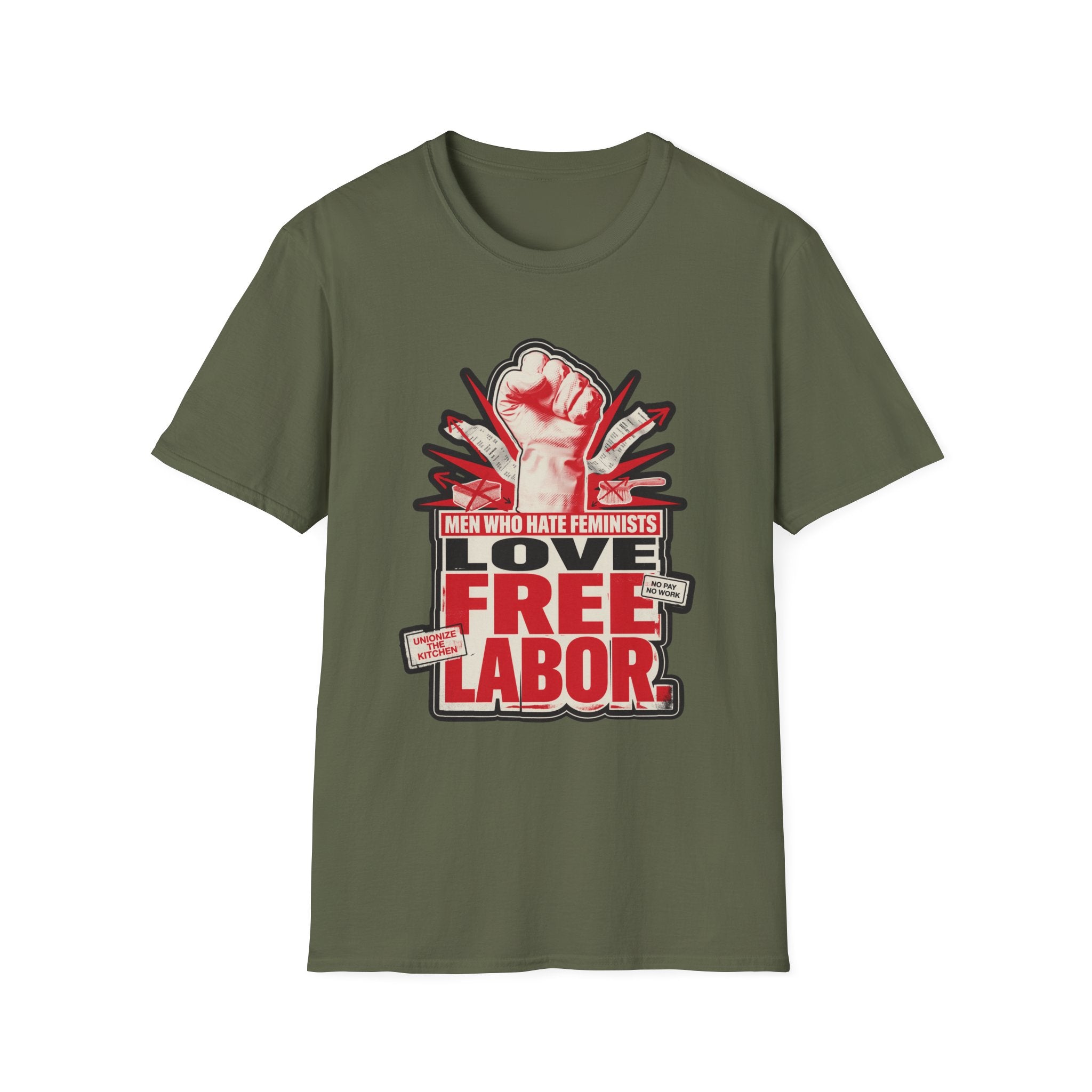 Graphic T-Shirt — "Men Who Hate Feminists Love Free Labor" Protest Tee