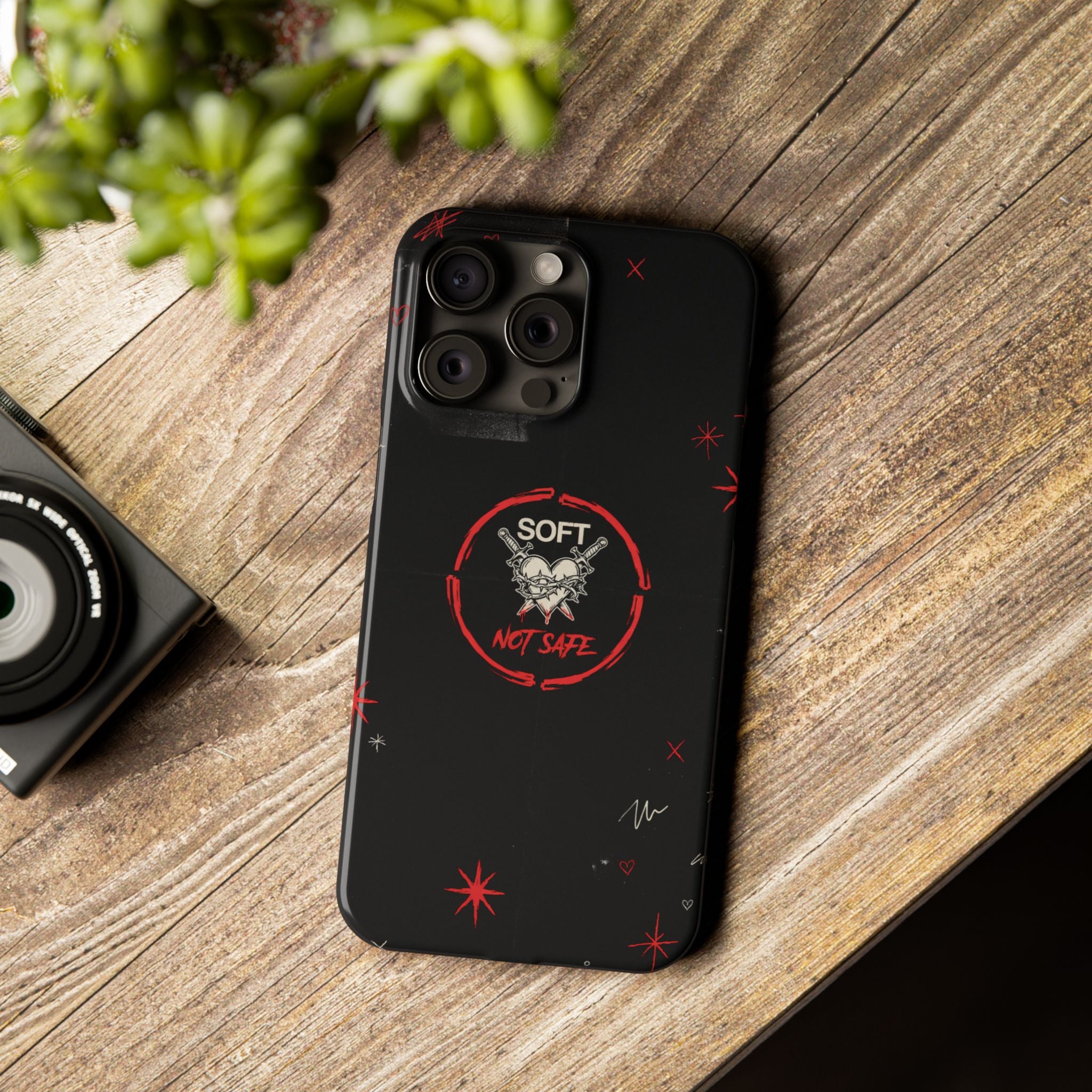 Soft Not Safe Slim Phone Case — Gothic Heart Aesthetic