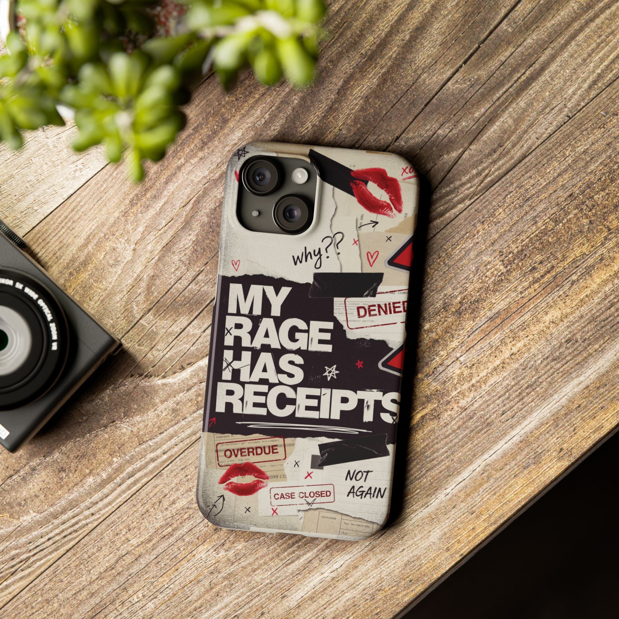 Slim Phone Case — "My Rage Has Receipts" Feminist Graphic Protective Cover
