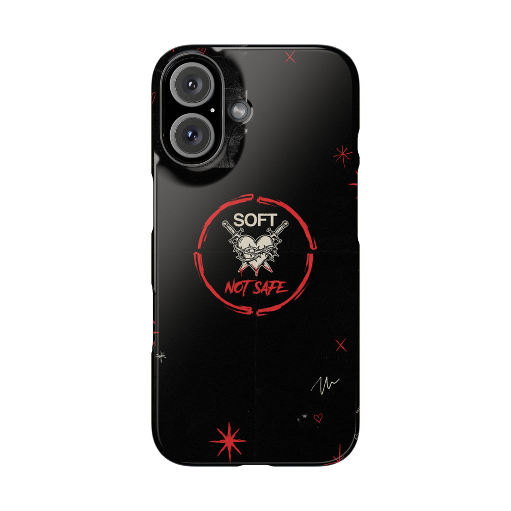 Soft Not Safe Slim Phone Case — Gothic Heart Aesthetic