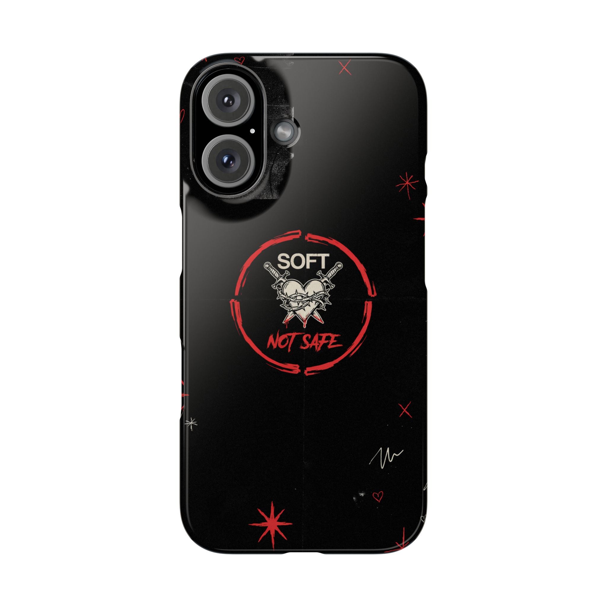 Soft Not Safe Slim Phone Case — Gothic Heart Aesthetic