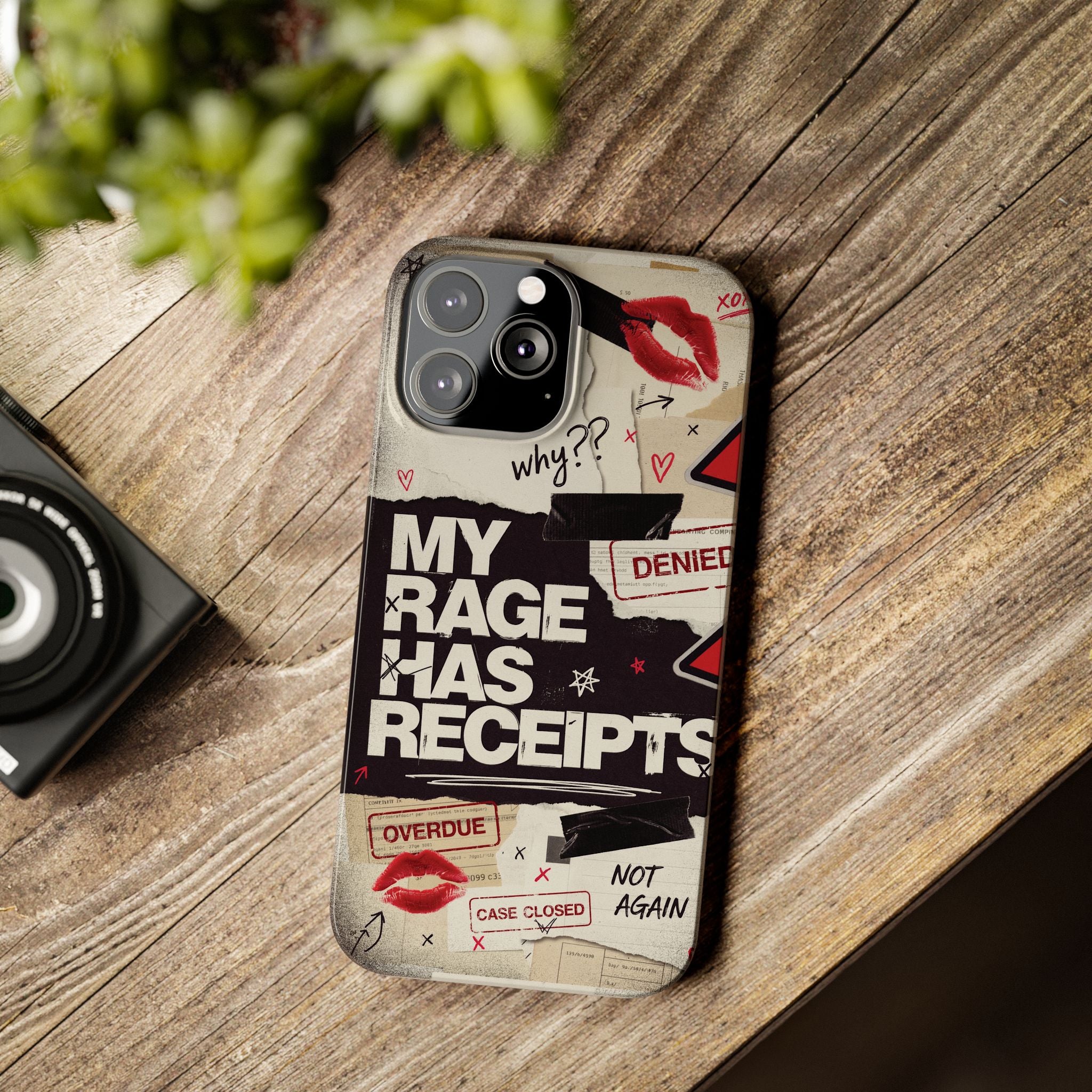 Slim Phone Case — "My Rage Has Receipts" Feminist Graphic Protective Cover