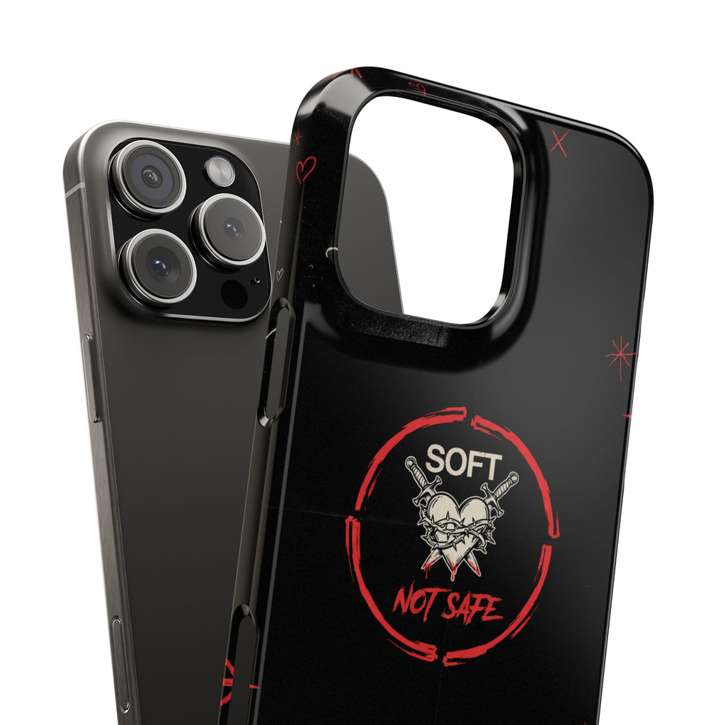 Soft Not Safe Slim Phone Case — Gothic Heart Aesthetic
