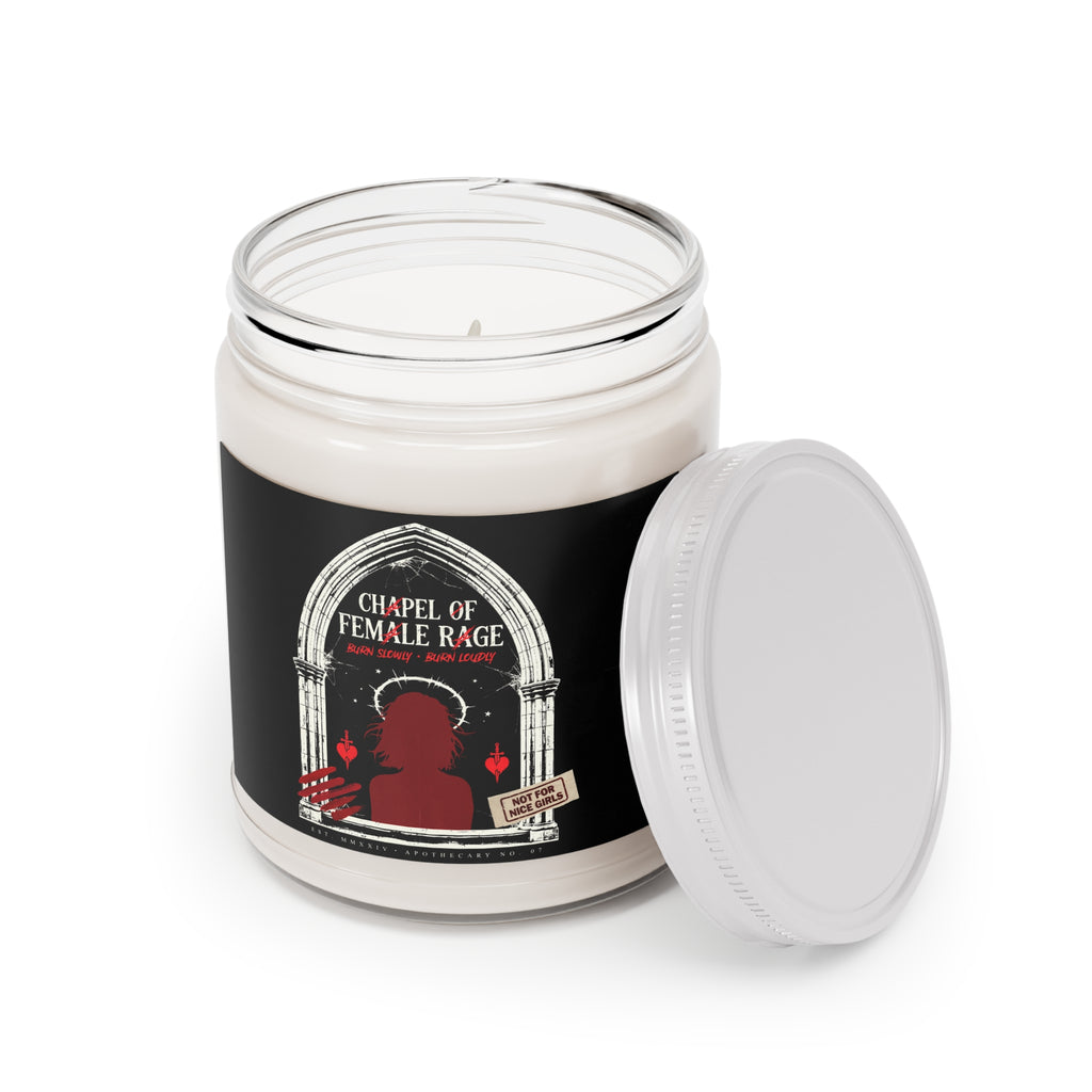 Chapel of Female Rage Scented Soy Candle — 9oz White Lid (Feminist Aromatic Gift)