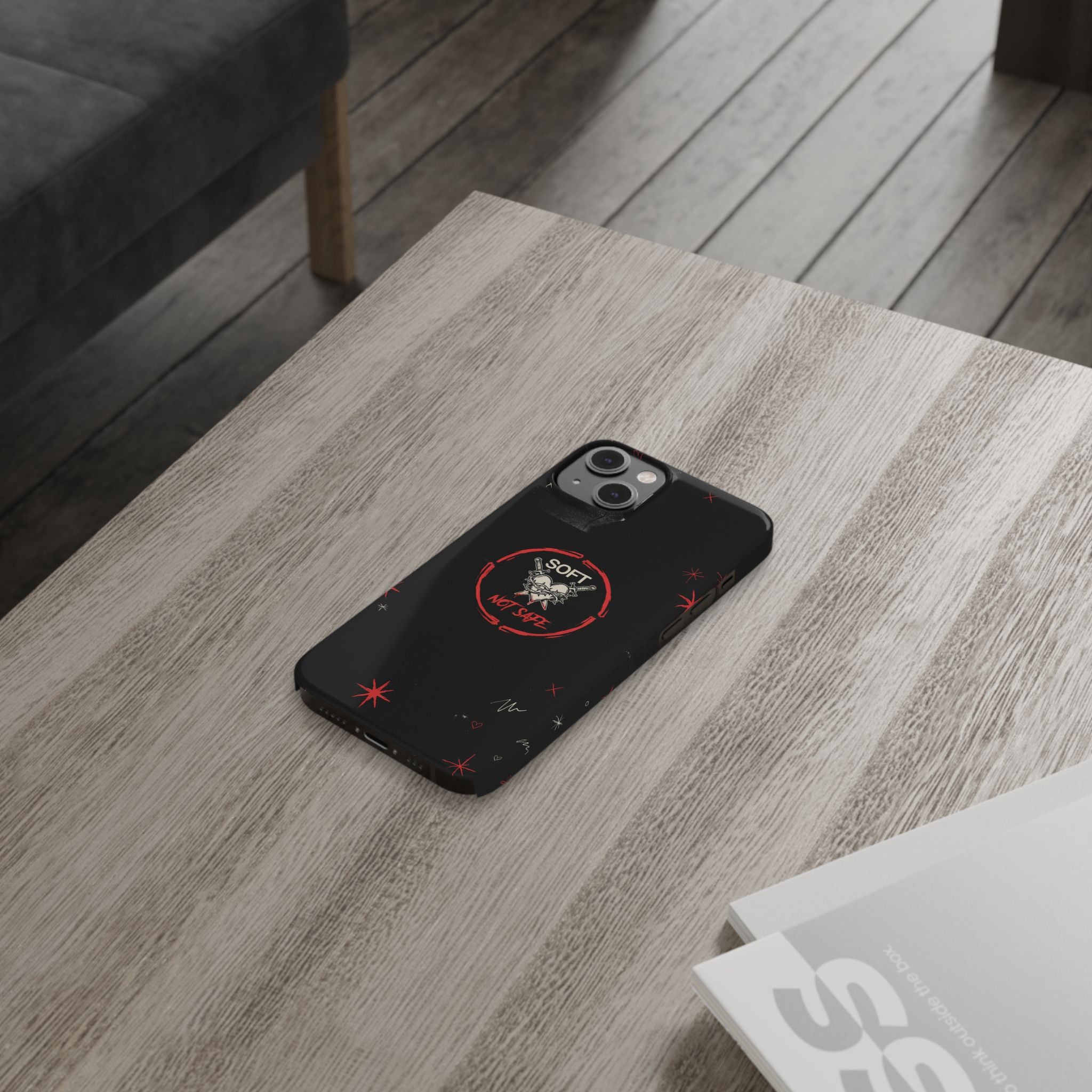 Soft Not Safe Slim Phone Case — Gothic Heart Aesthetic