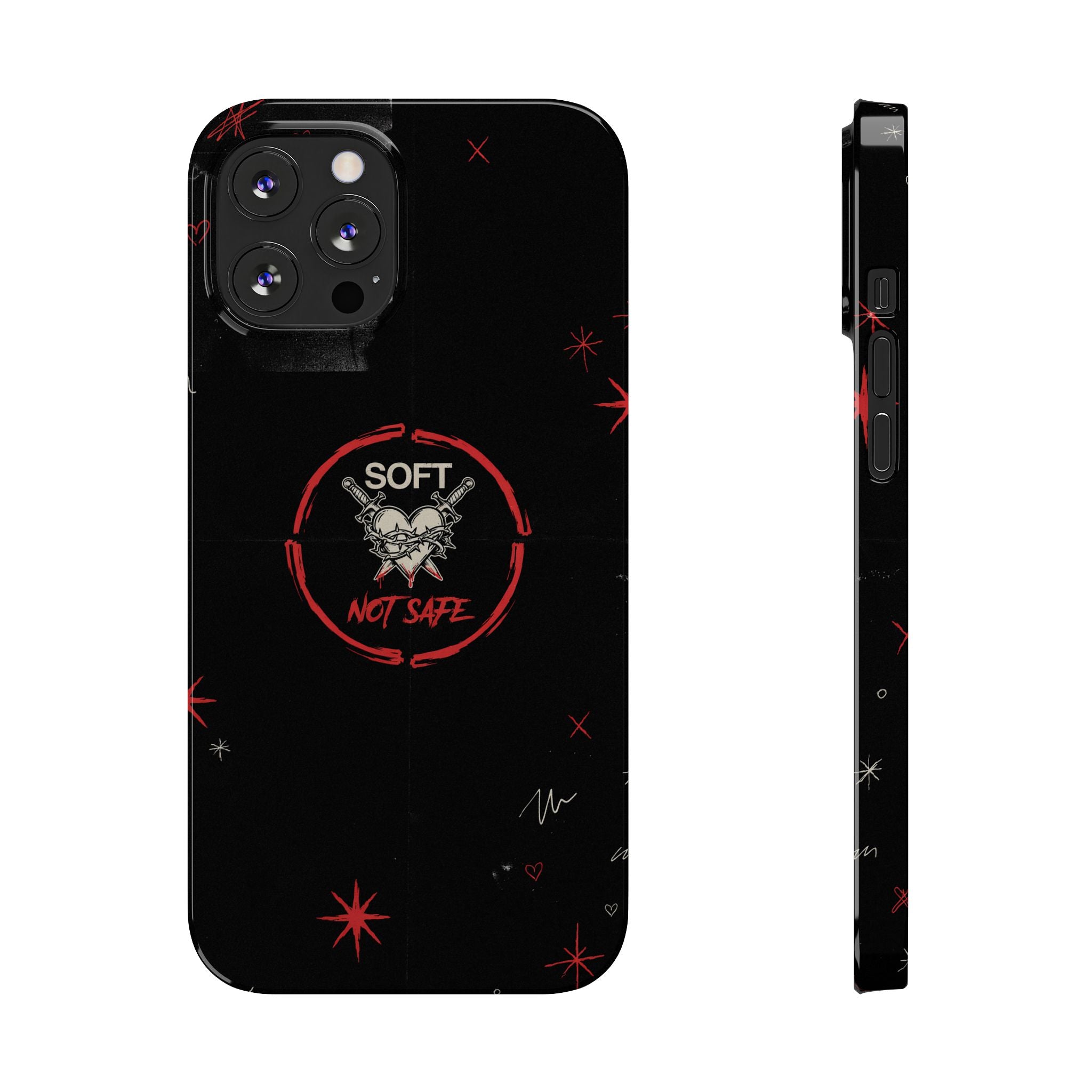 Soft Not Safe Slim Phone Case — Gothic Heart Aesthetic