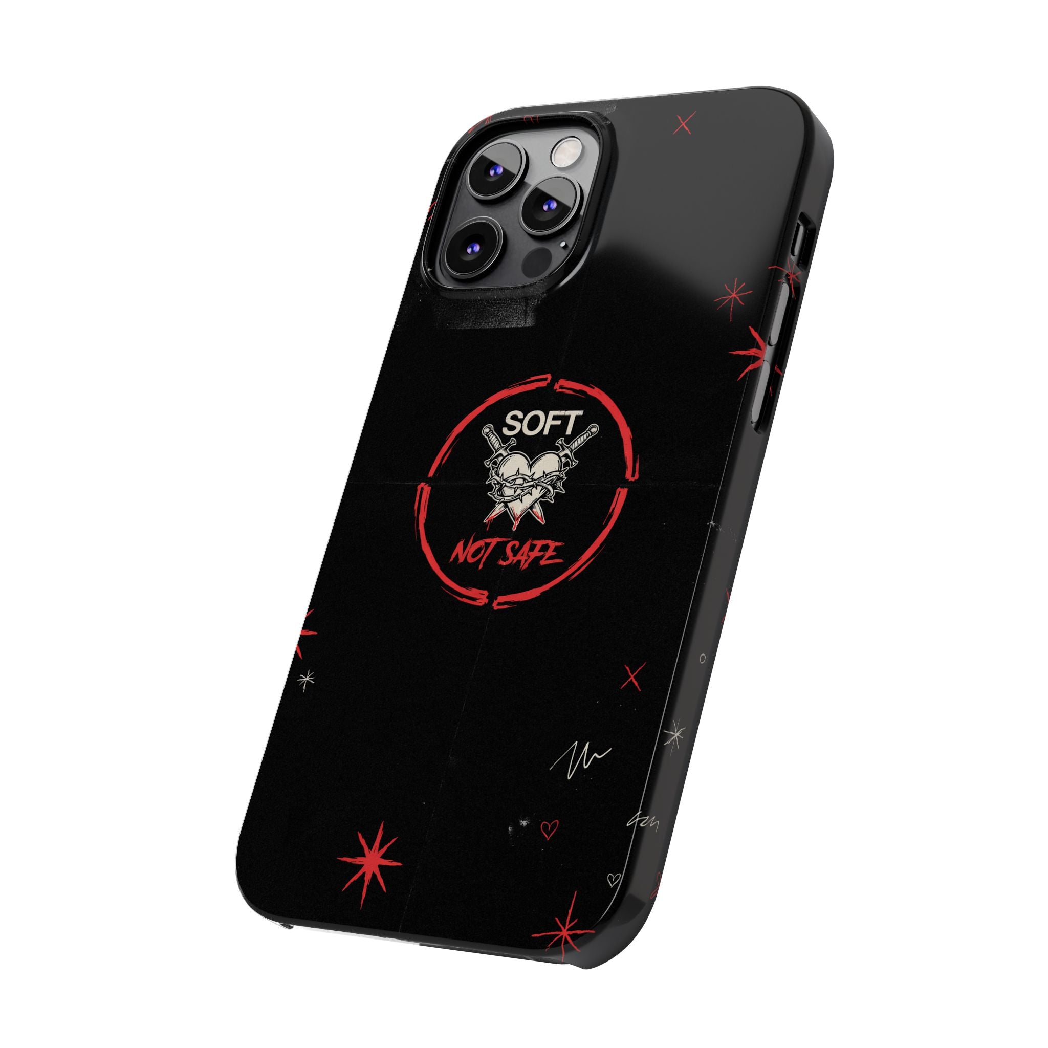 Soft Not Safe Slim Phone Case — Gothic Heart Aesthetic