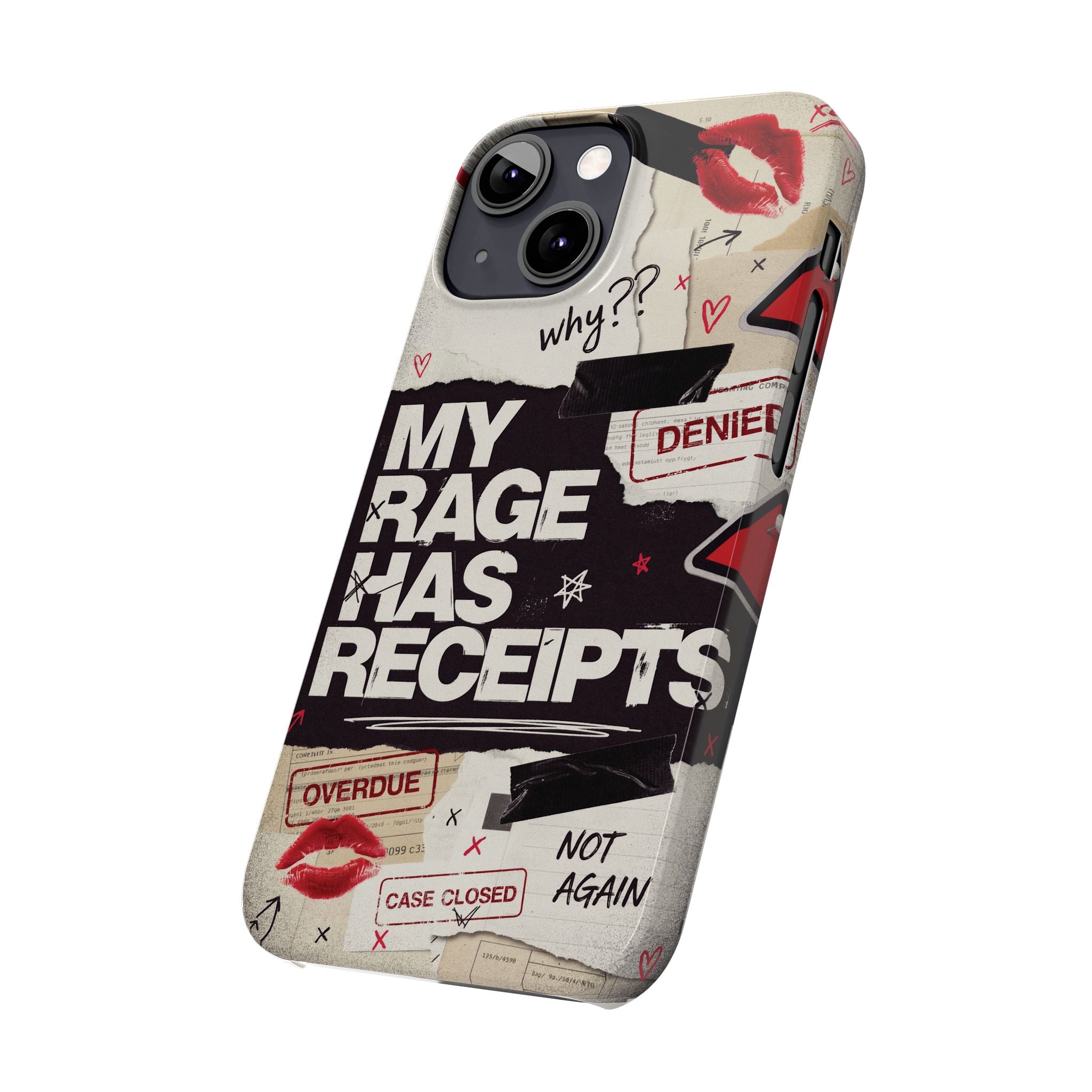 Slim Phone Case — "My Rage Has Receipts" Feminist Graphic Protective Cover