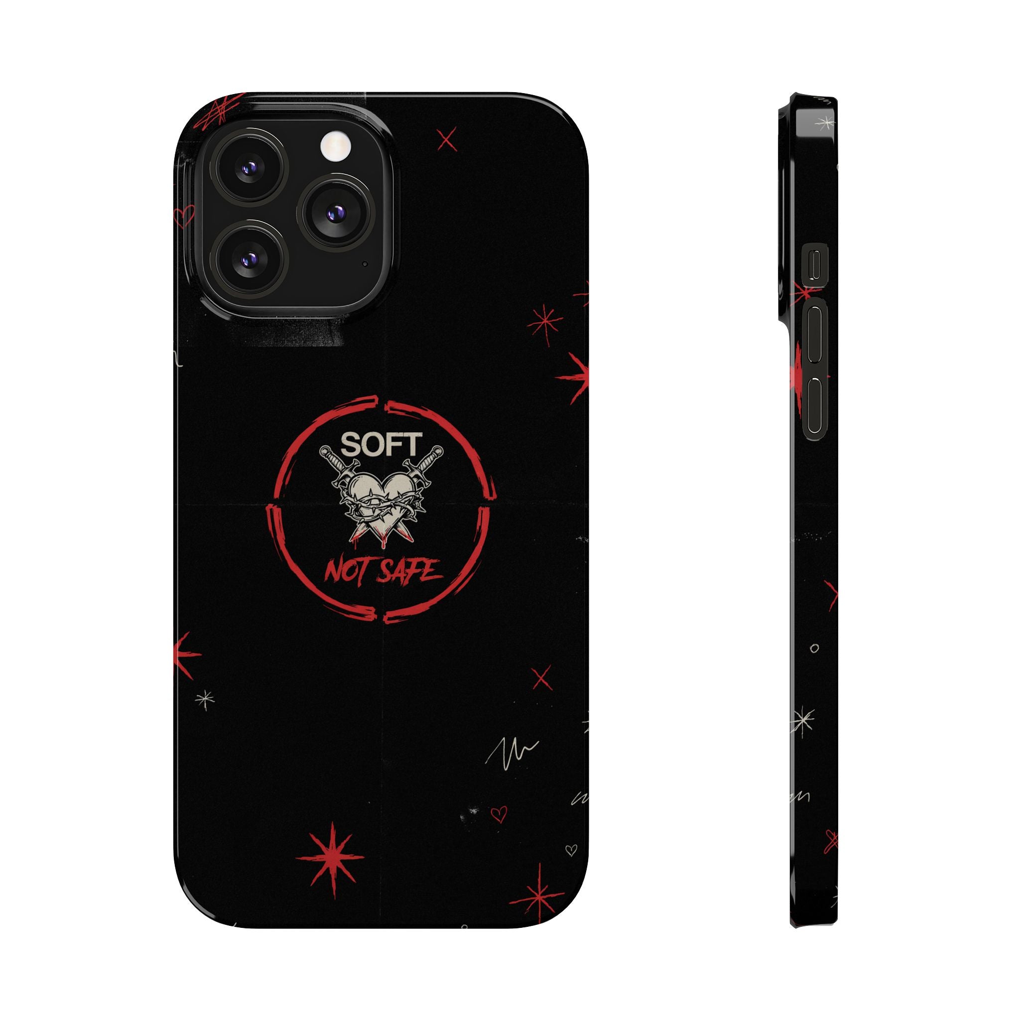 Soft Not Safe Slim Phone Case — Gothic Heart Aesthetic