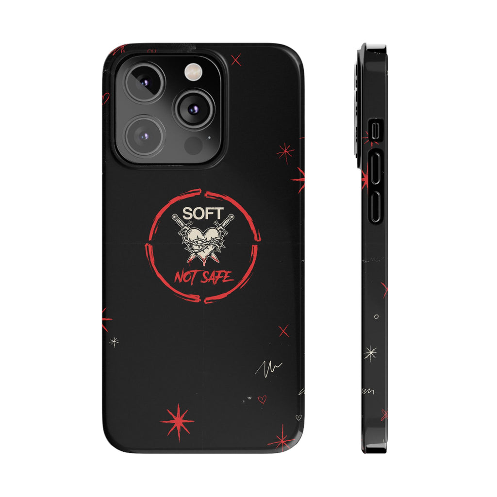 Soft Not Safe Slim Phone Case — Gothic Heart Aesthetic