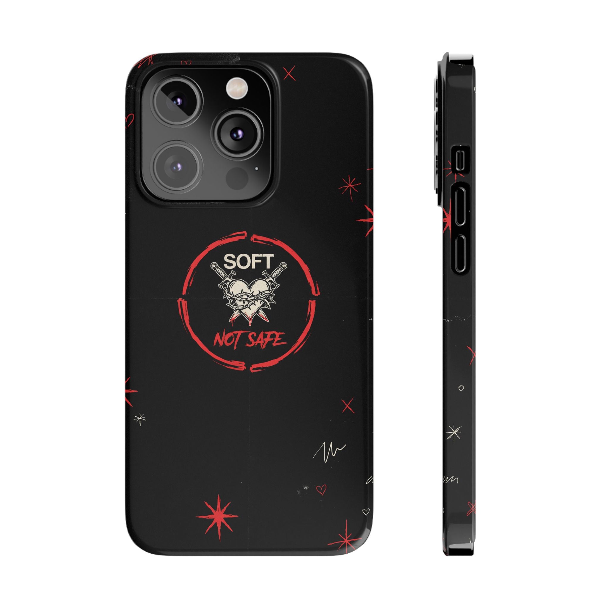 Soft Not Safe Slim Phone Case — Gothic Heart Aesthetic
