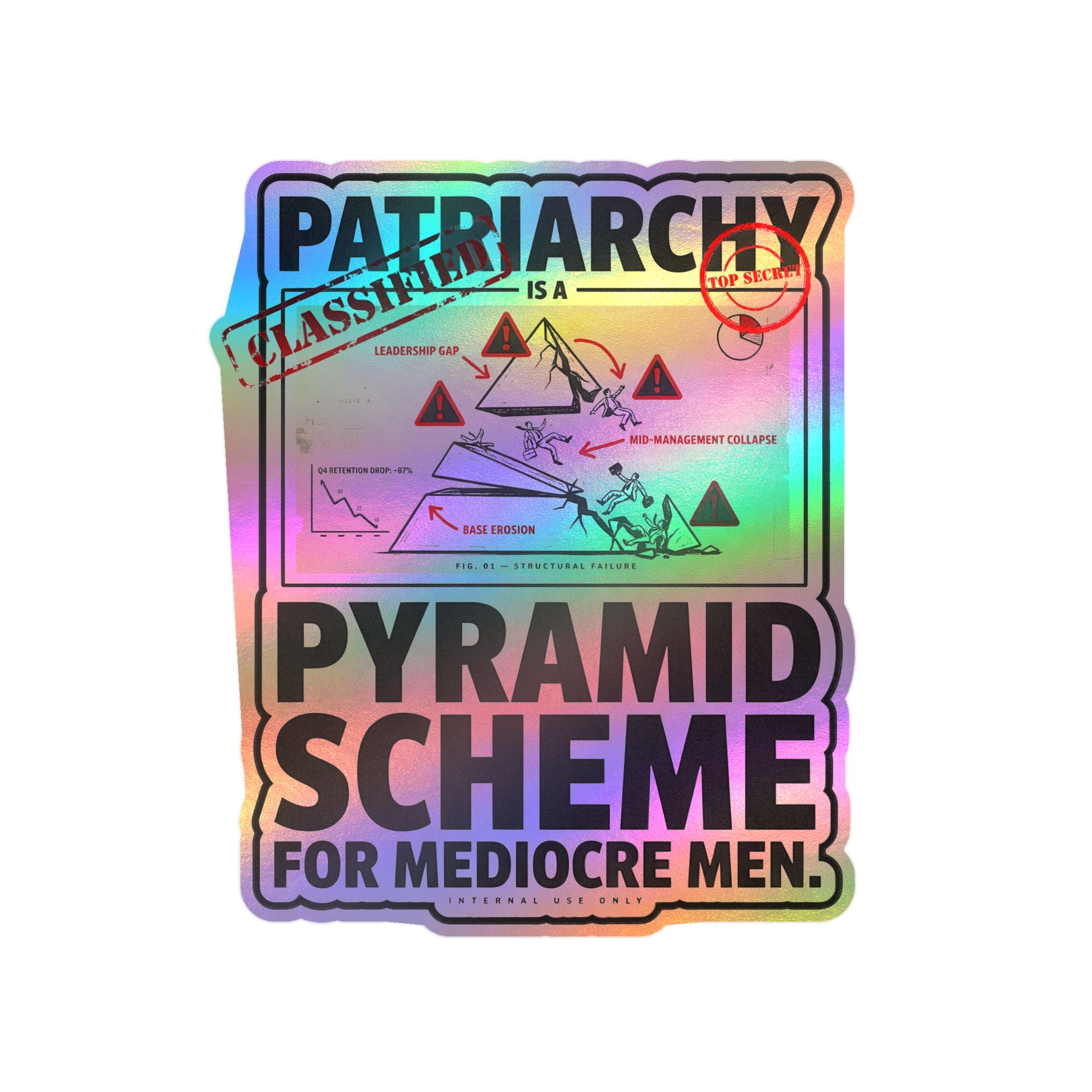 Kiss-Cut Vinyl Sticker — "Patriarchy: Pyramid Scheme for Mediocre Men" Graphic Decal