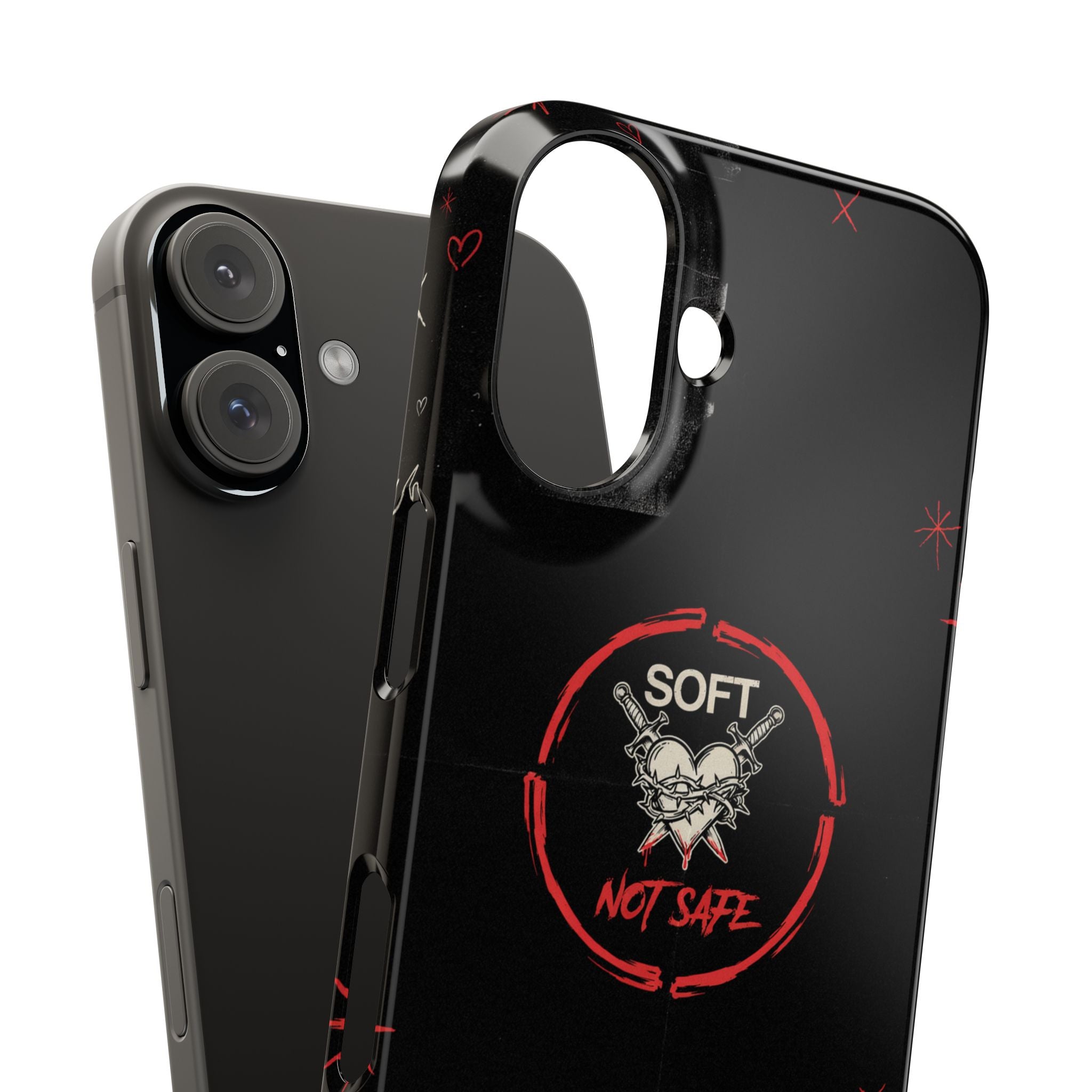 Soft Not Safe Slim Phone Case — Gothic Heart Aesthetic